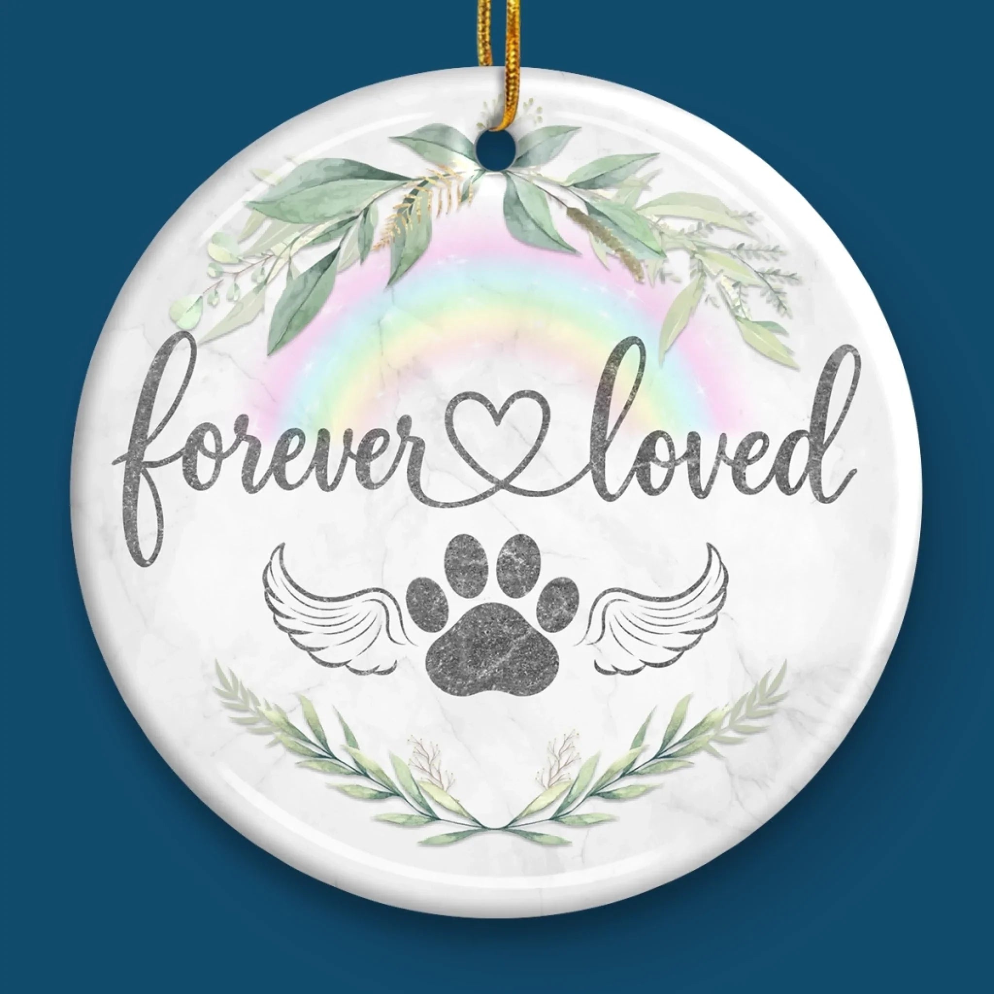 Ornament - Ceramic Round Shaped - Christmas Memorial Sympathy Gifts For Dogs, Cats - Love Knows No Goodbye