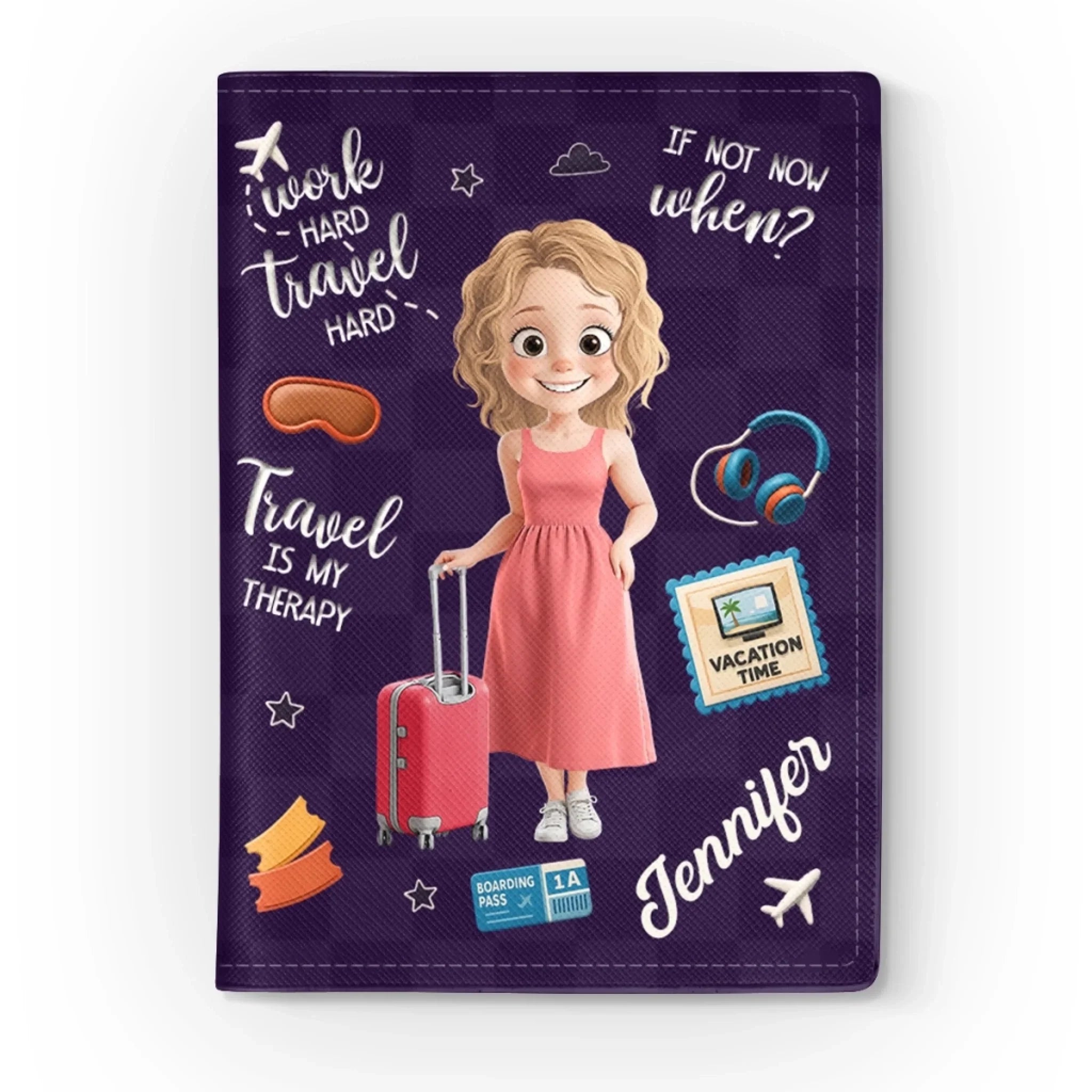 Custom Passport Cover, Passport Holder - Personalized Summer Vacation And Travel Gifts For Women, Men - Solo Travel, Soul Happy