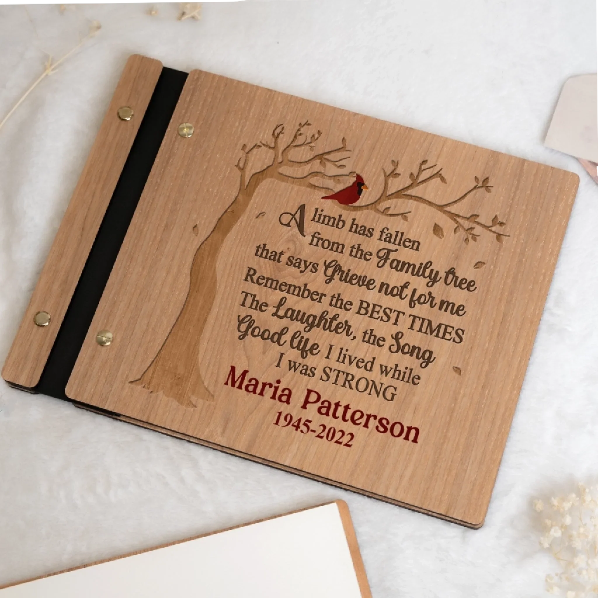 Custom Wooden Scrapbook - Personalized Memorial Sympathy Gifts For Loss Of Mom, Dad - Miss You Every Day