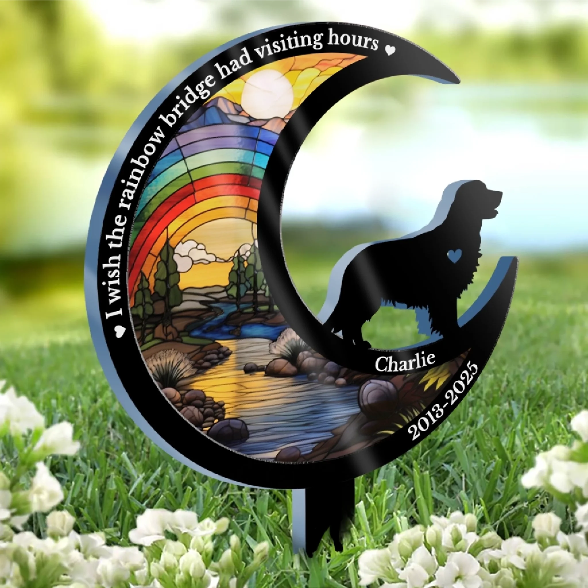 Custom Stain Glass Style Acrylic Garden Stake - Personalized Pet Memorial Gifts For Dogs - I Carry Your Love Wherever I Go