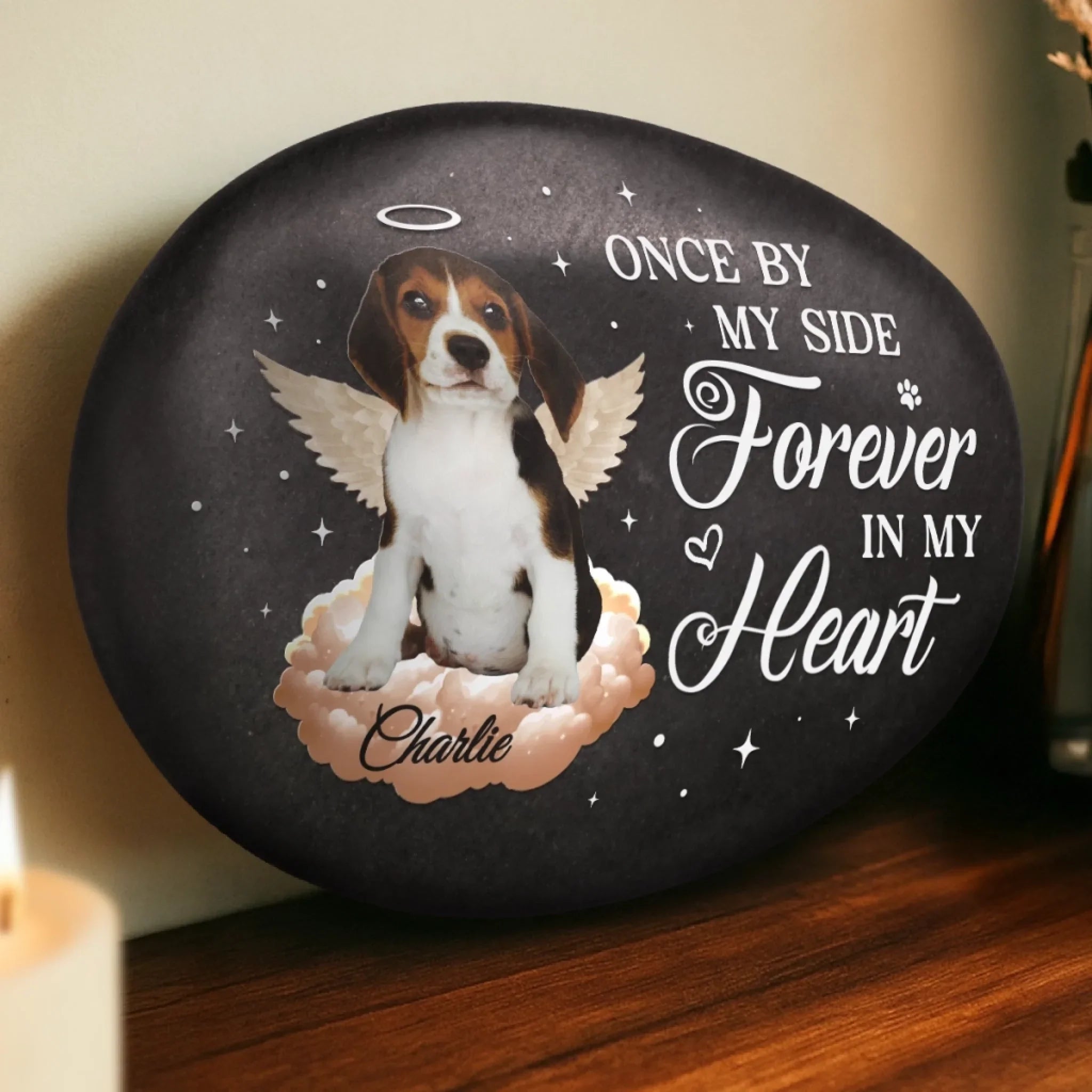 Custom Photo Printed Rock - Personalized Pet Memorial Gifts For Dogs, Cats - Love Lives On Forever