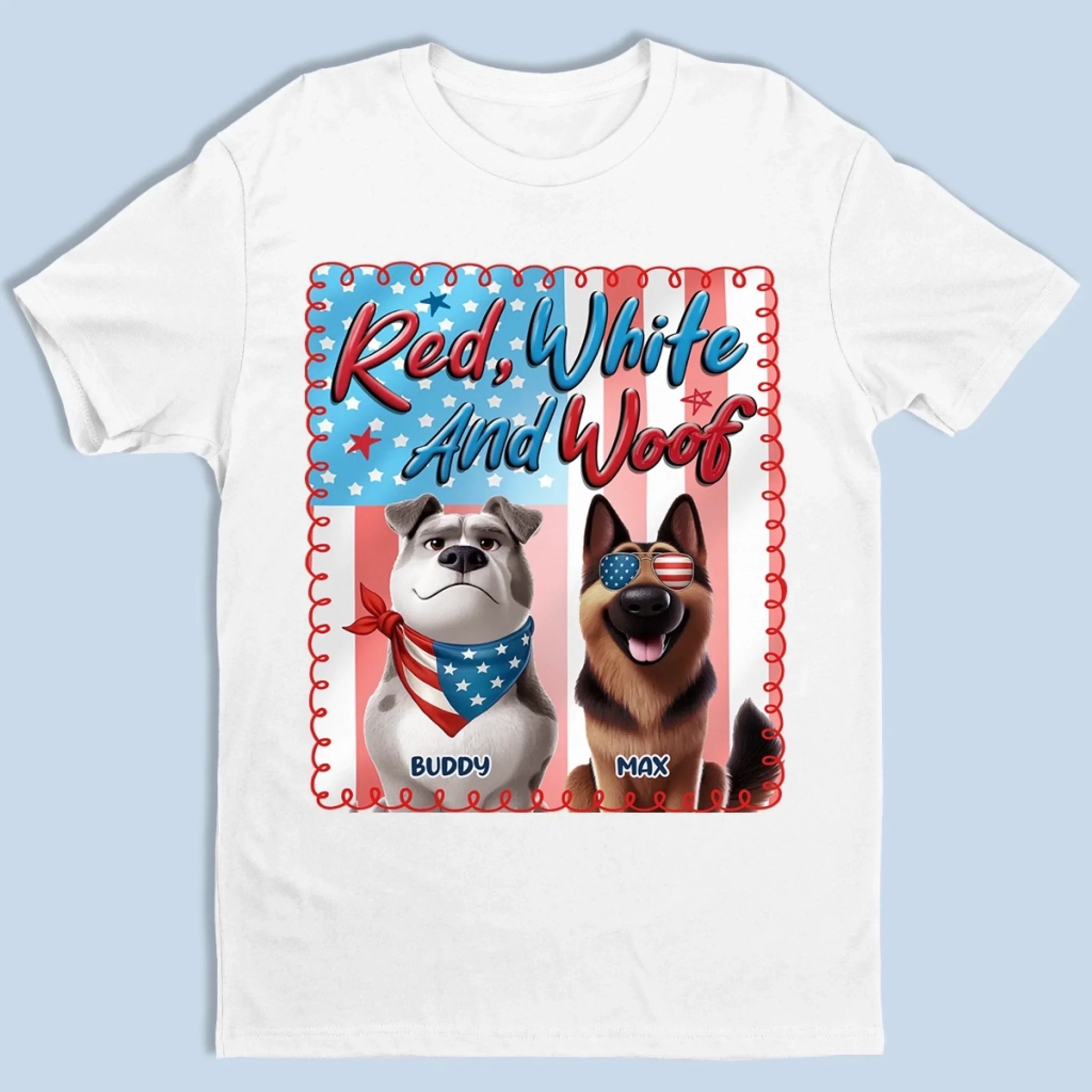 Custom Unisex T-shirt, Premium T-shirt, Hoodie - Personalized 4th Of July Gifts For Dog Lovers, Dog Dad And Mom - Pawtriotic Vibes