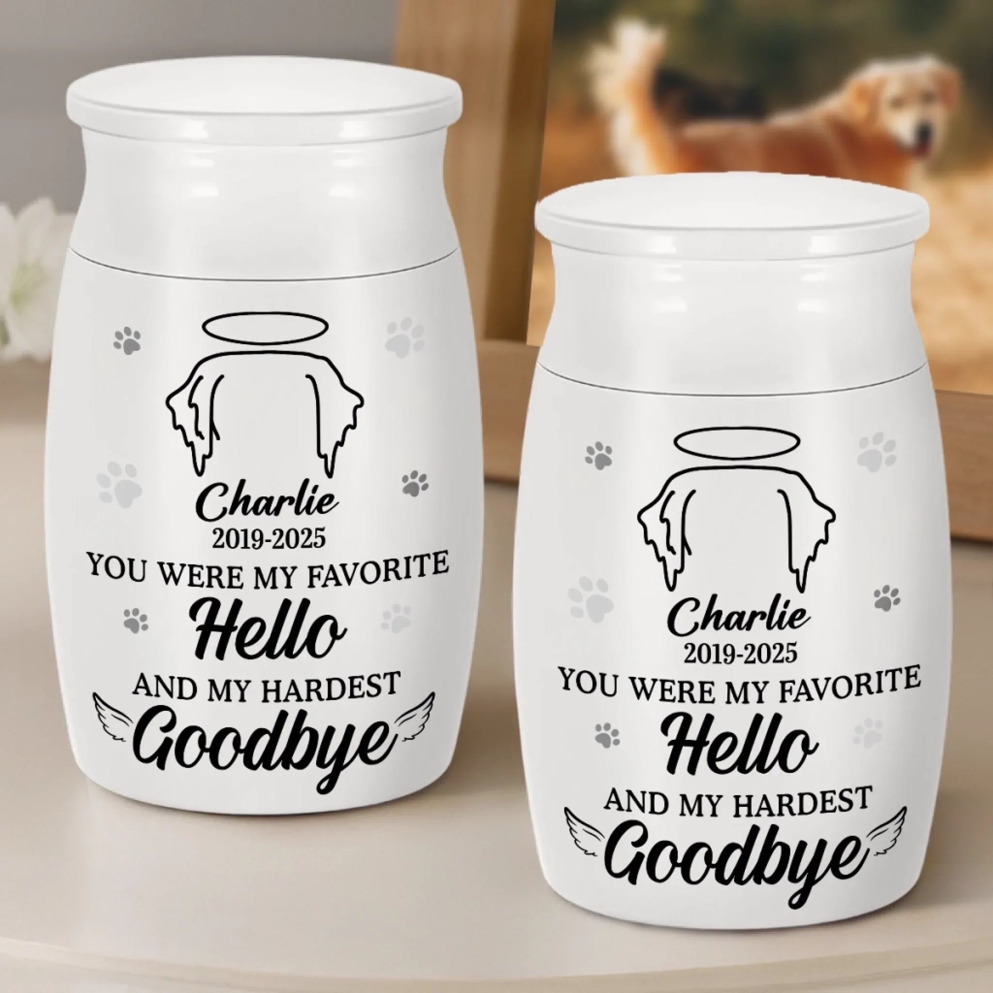 Custom Decorative Urn - Personalized Pet Memorial Gifts For Dogs, Cats - Love Lives On Always