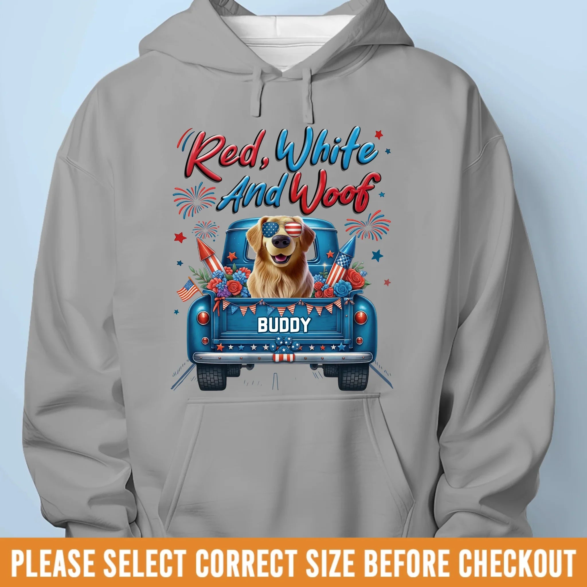 Custom Unisex T-shirt, Premium T-shirt, Hoodie - Personalized 4th Of July Gifts For Dog Lovers, Dog Dad And Mom - Fetching Freedom