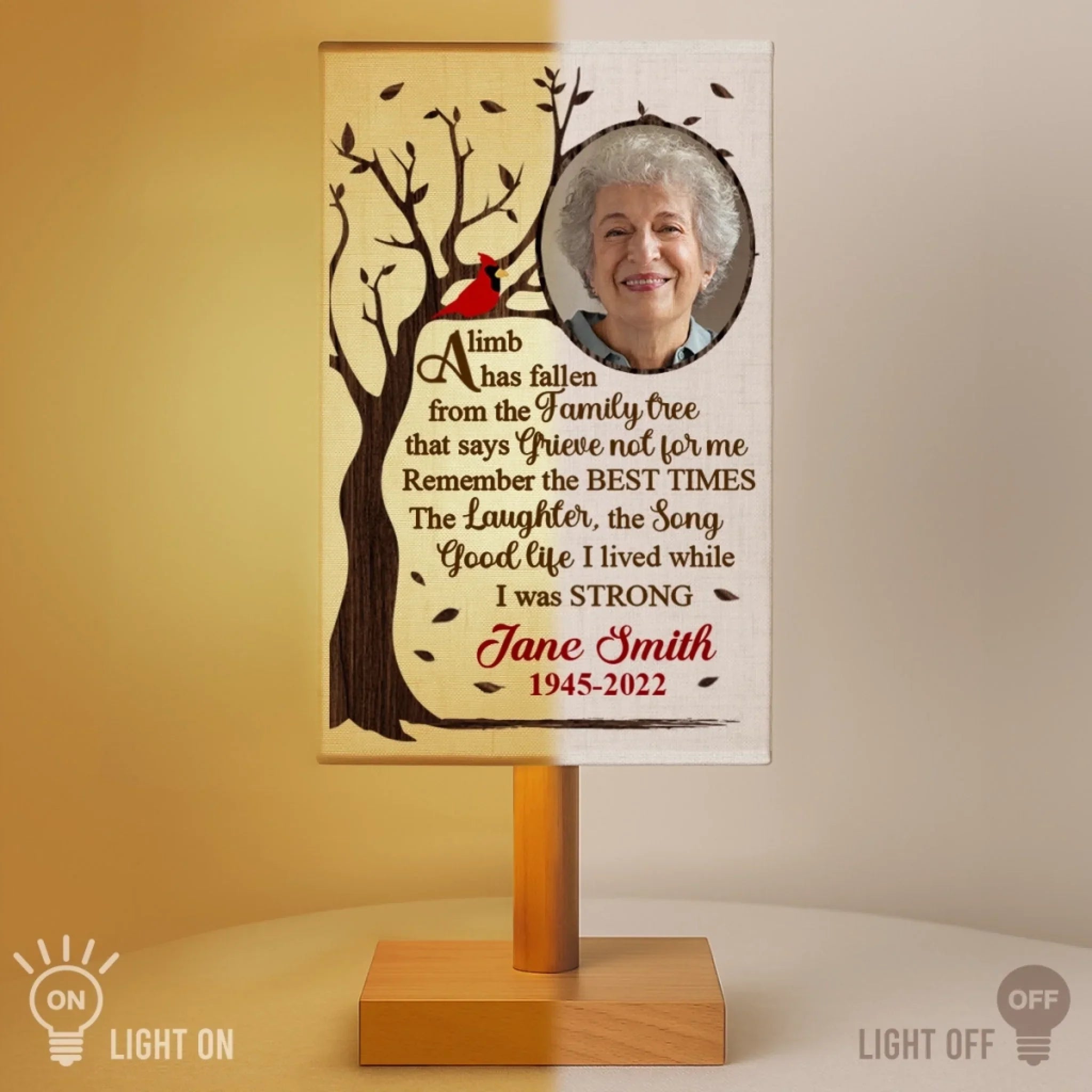 Custom Photo Bedside Table Fabric Lamp - Personalized Memorial Sympathy Gifts For Loss Of Mom, Dad - A Light Of Everlasting Memories