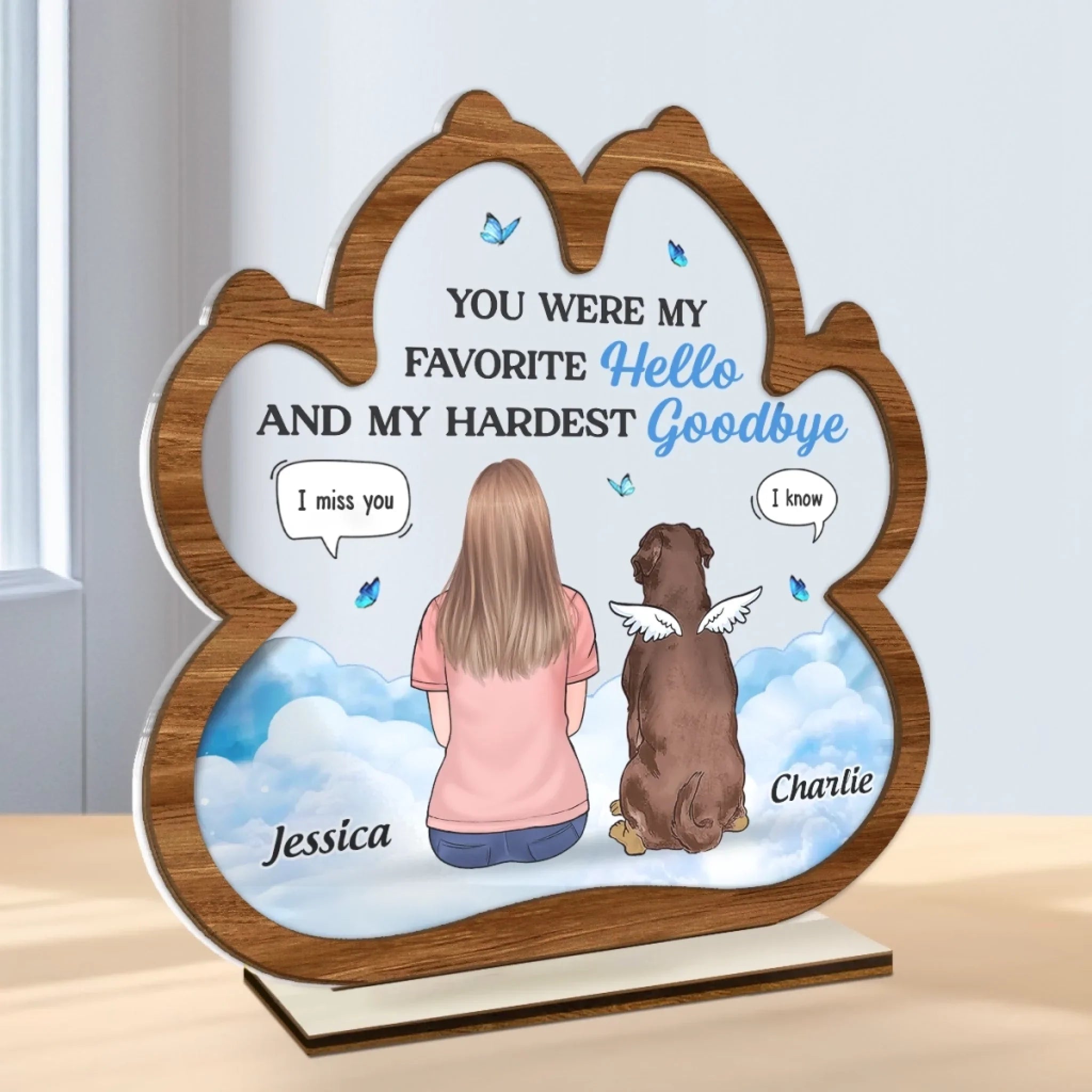 Custom Wood & Acrylic Plaque - Personalized Pet Memorial Sympathy Gifts For Dogs - Love And Memories Never Fade Away