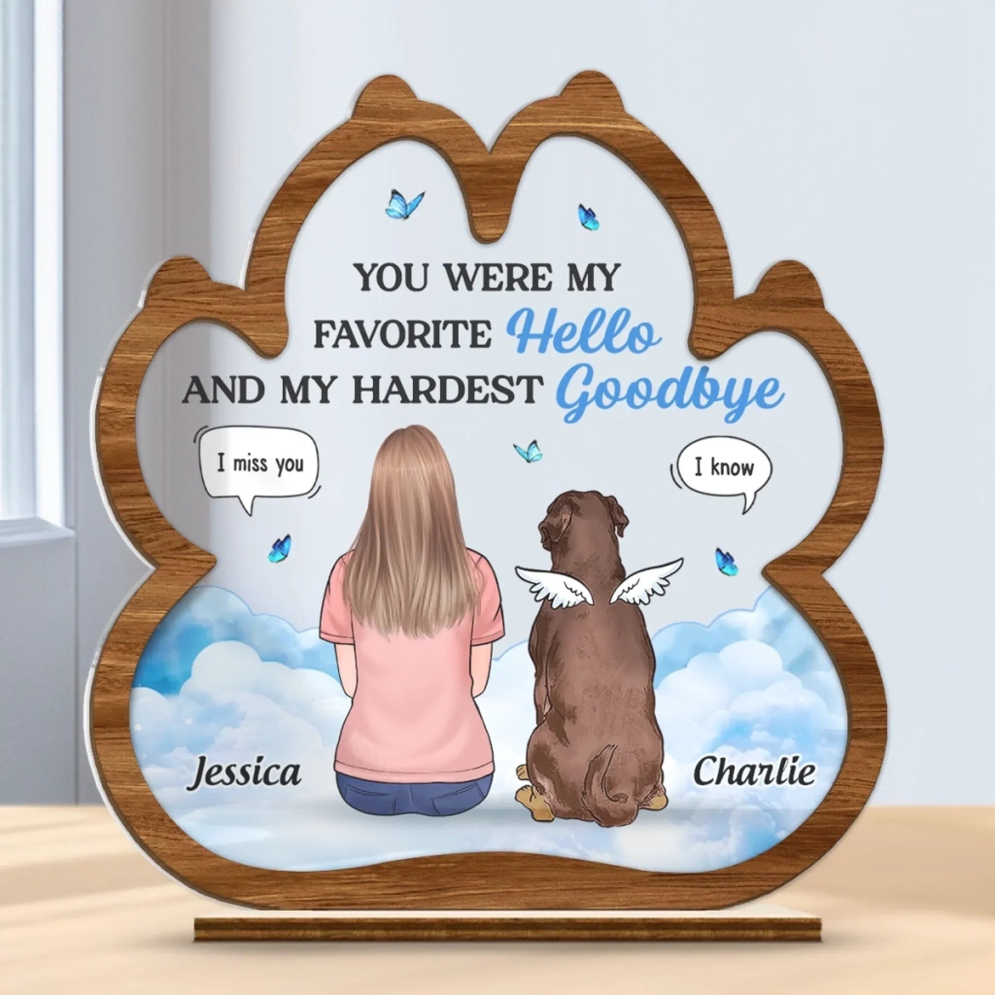 Custom Wood & Acrylic Plaque - Personalized Pet Memorial Sympathy Gifts For Dogs - Love And Memories Never Fade Away