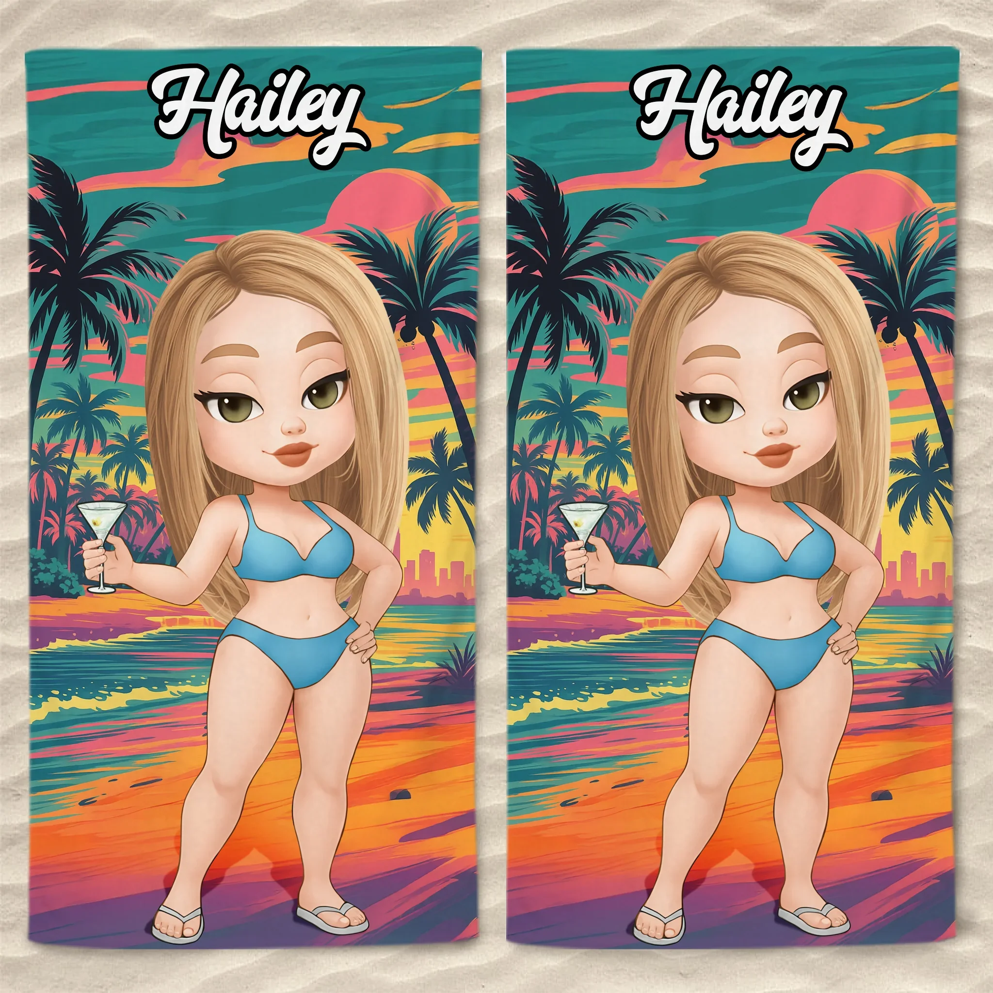 Custom Beach Towel - Personalized Summer Vacation And Travel Gifts For Women, Men - Sandy Toes, Sassy Nose