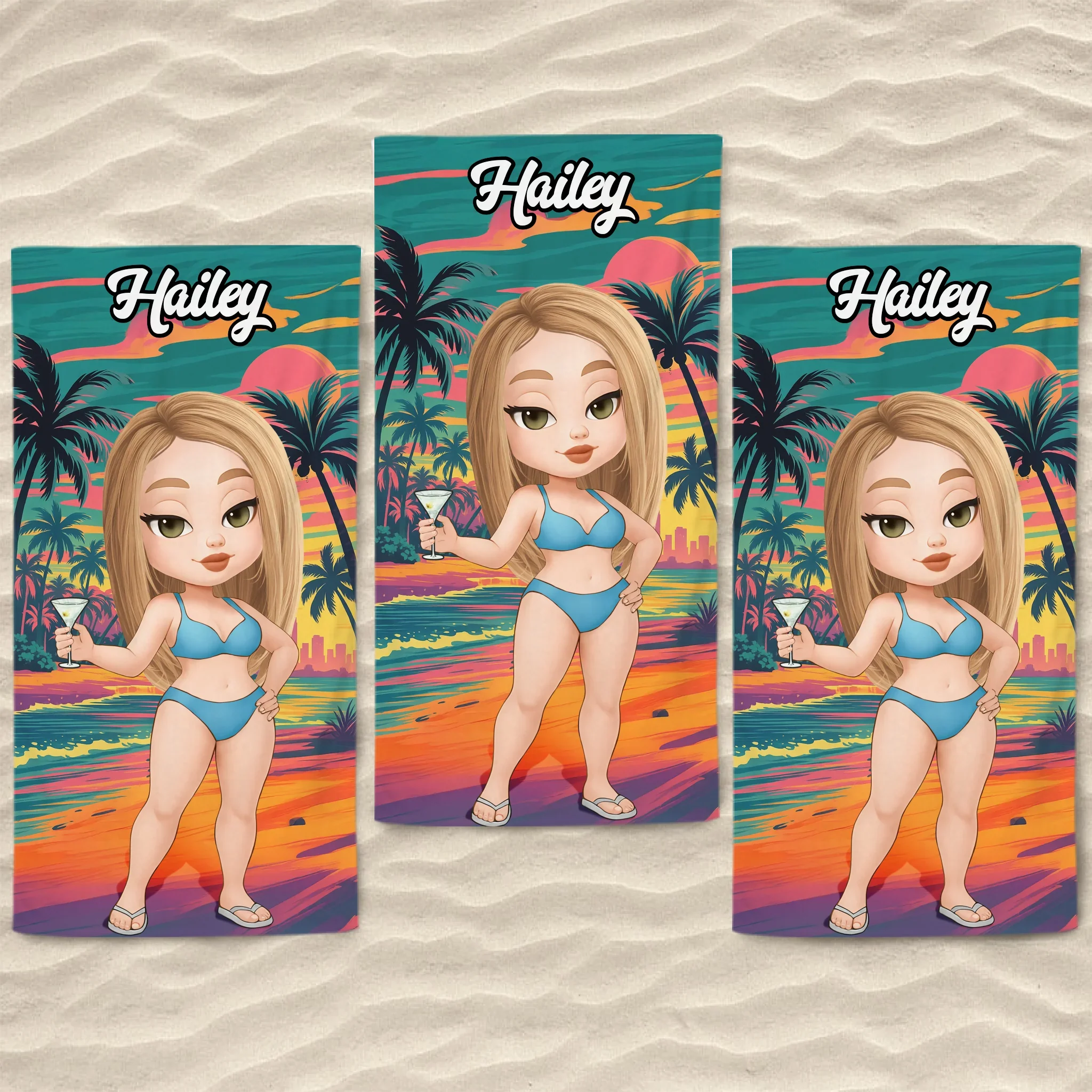 Custom Beach Towel - Personalized Summer Vacation And Travel Gifts For Women, Men - Sandy Toes, Sassy Nose