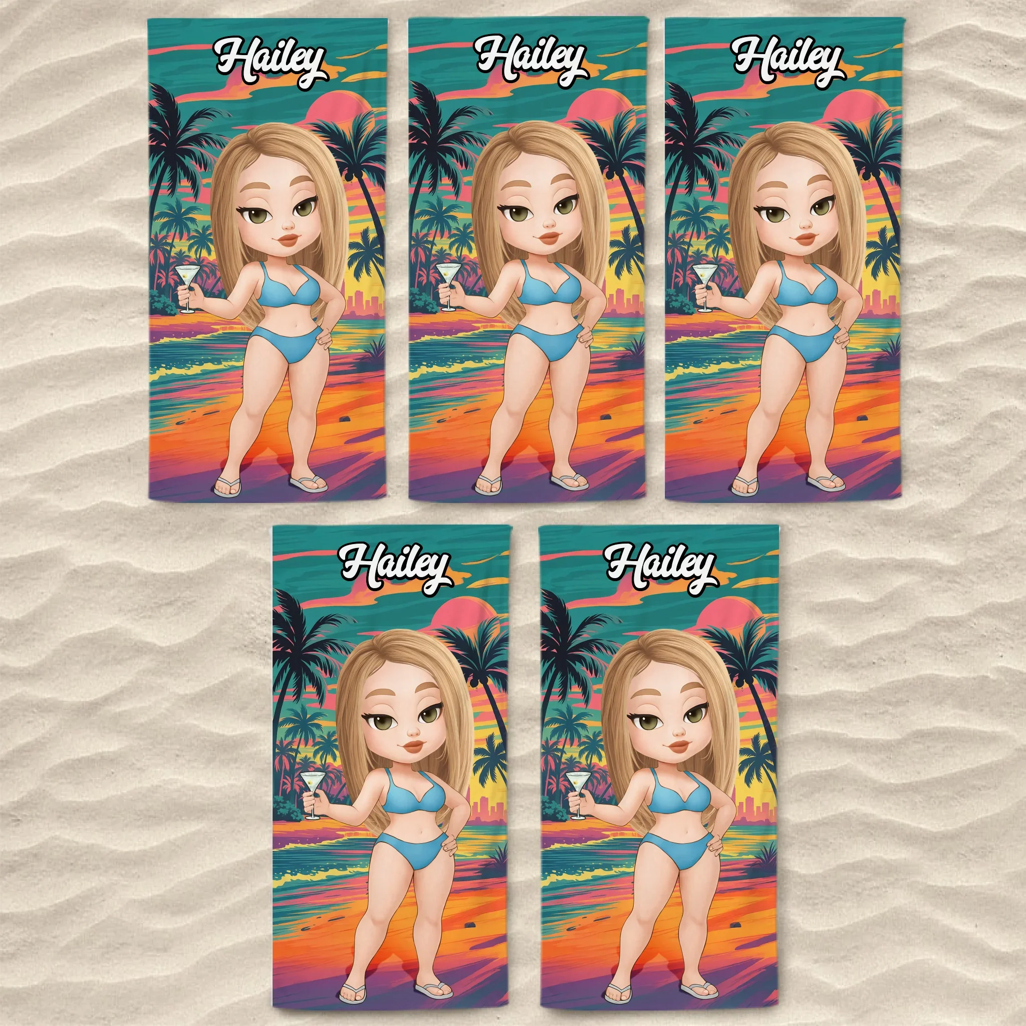 Custom Beach Towel - Personalized Summer Vacation And Travel Gifts For Women, Men - Sandy Toes, Sassy Nose