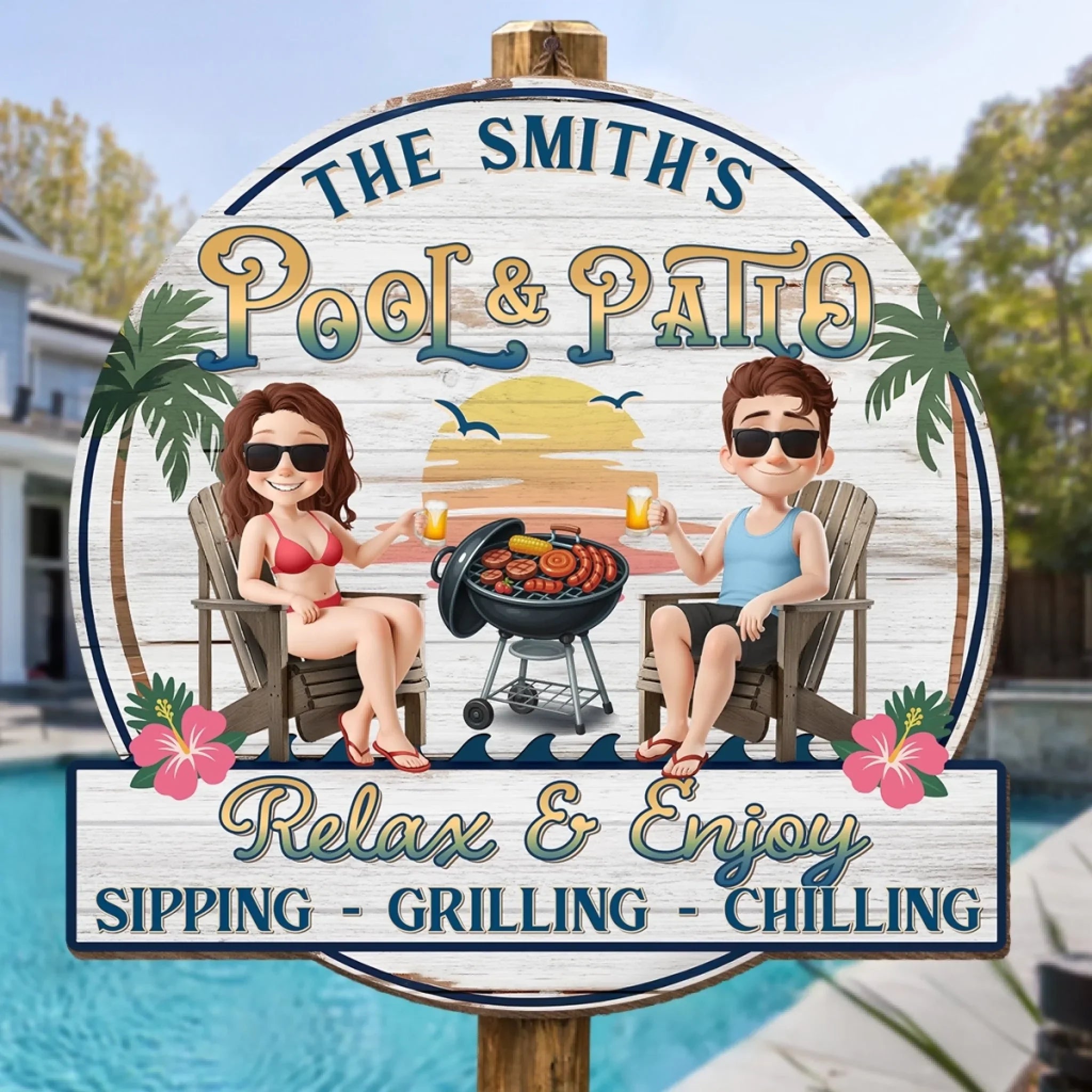 Custom Wood Sign - Personalized Summer Vacation And Travel Gifts For Husband And Wife, Him And Her - Cheers To Summer Days
