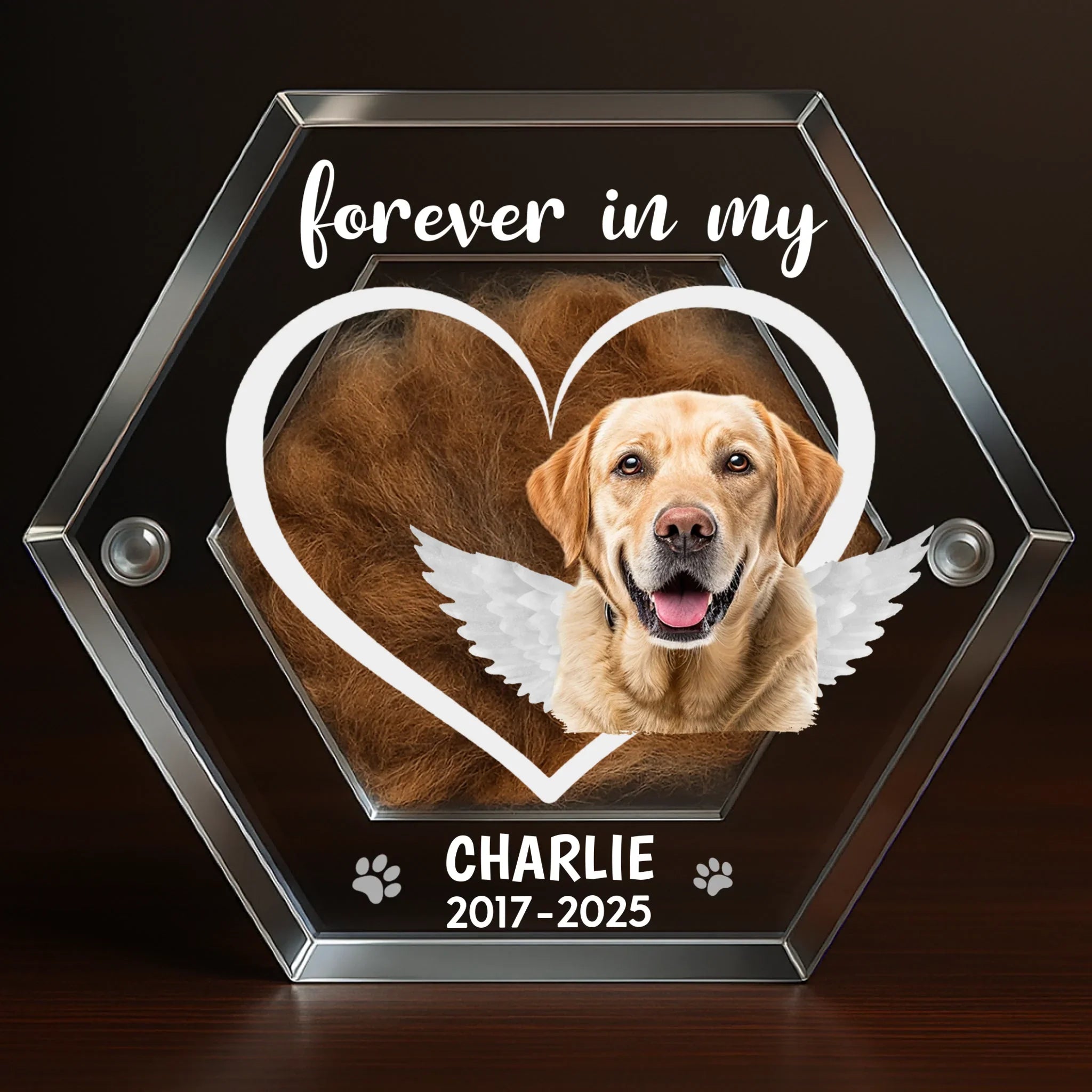 Custom Photo Acrylic Pet Fur Keepsake Box - Personalized Pet Memorial Sympathy Gifts For Dogs, Cats - Forever Loved, Forever Missed