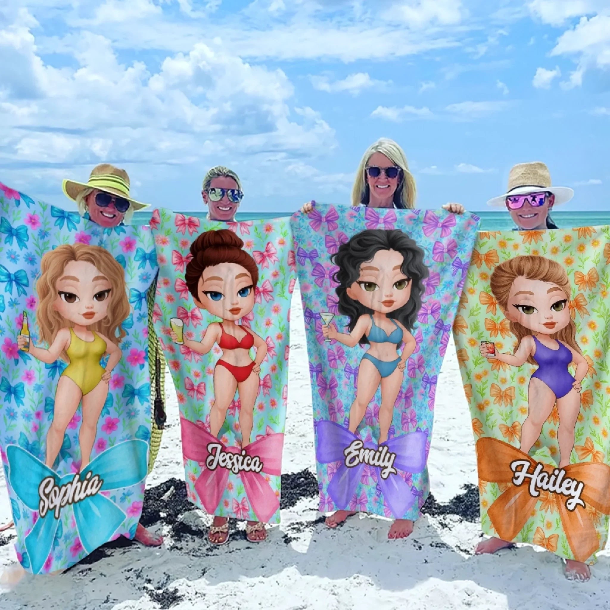 Custom Beach Towel - Personalized Summer Vacation And Travel Gifts For Women - Beach Days And Cocktails