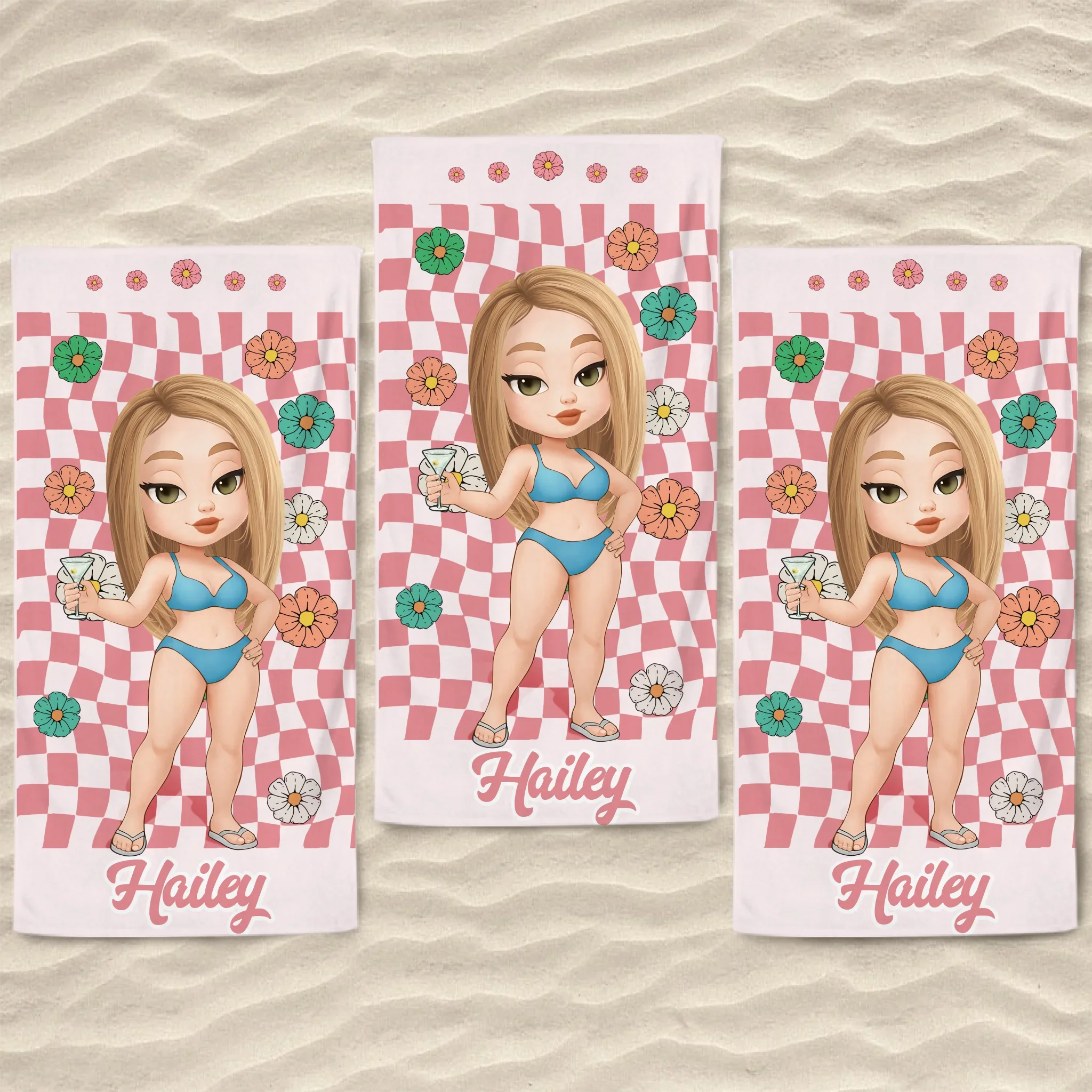 Custom Beach Towel - Personalized Summer Vacation And Travel Gifts For Women - Tropical Vibes All Day