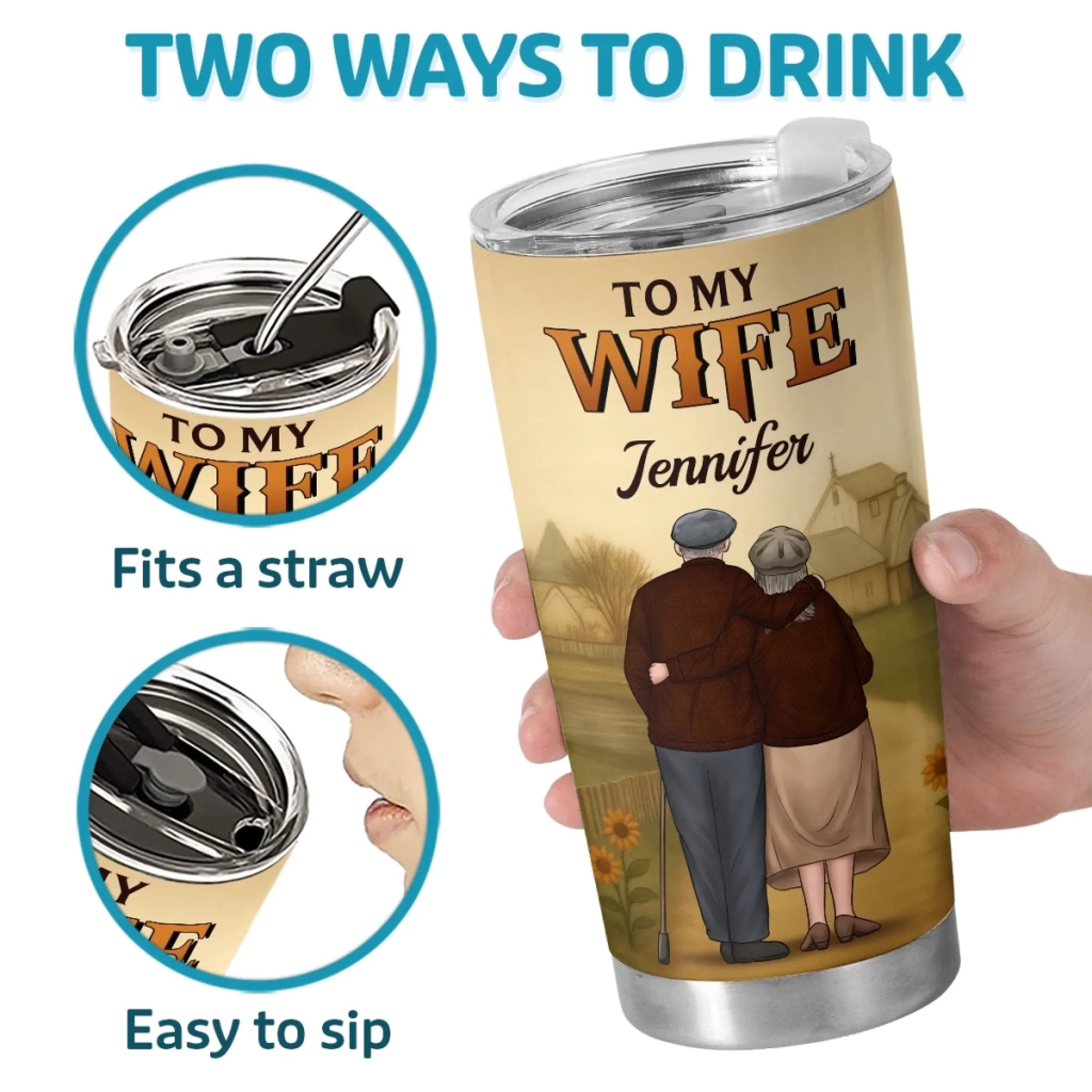 Custom Tumbler - Personalized Anniversary Wedding Gifts For Husband And Wife, Him And Her - Holding On To You