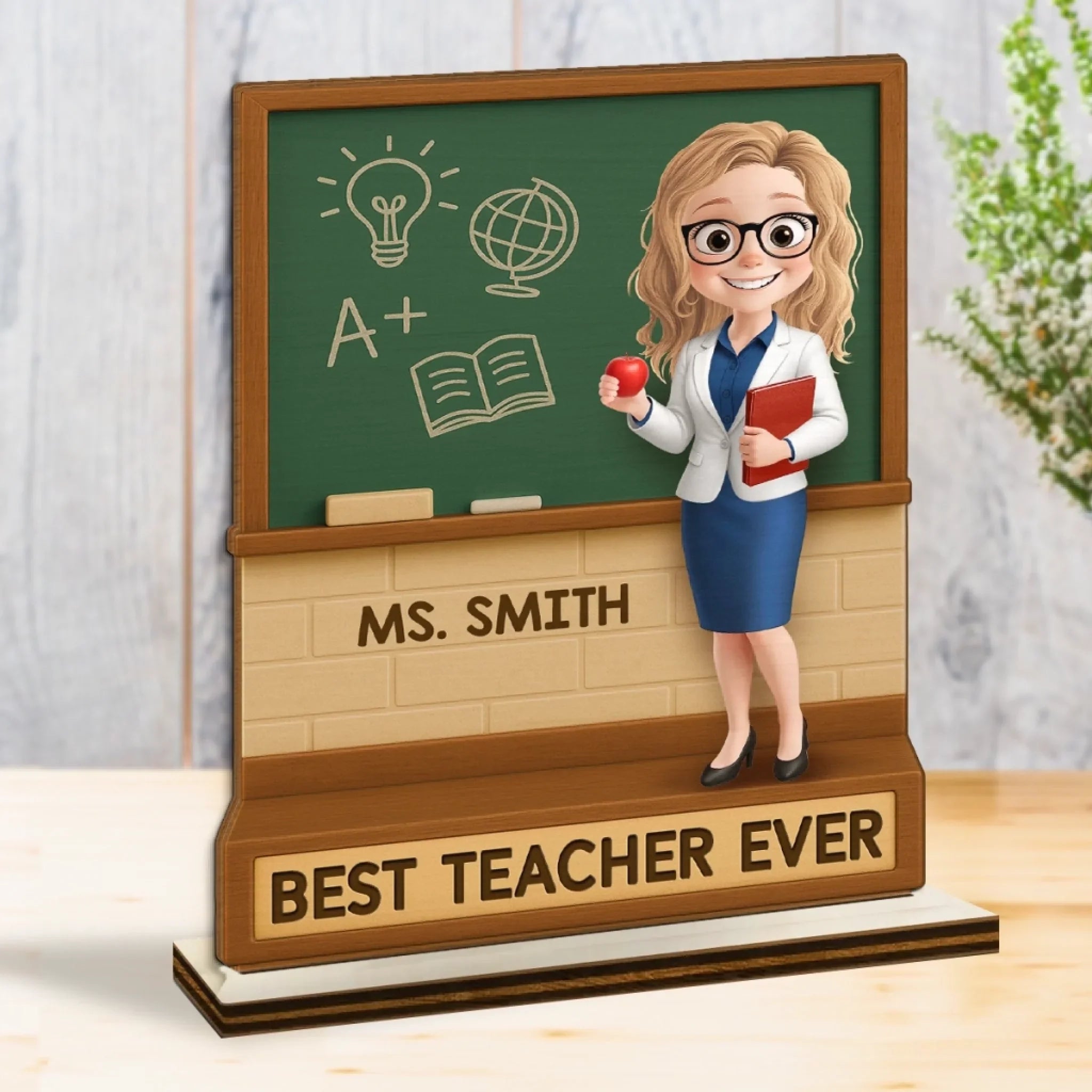 Custom 2-Layered Wooden Plaque - Personalized Back To School Gifts For Teachers - Discover, Grow, And Shine Here