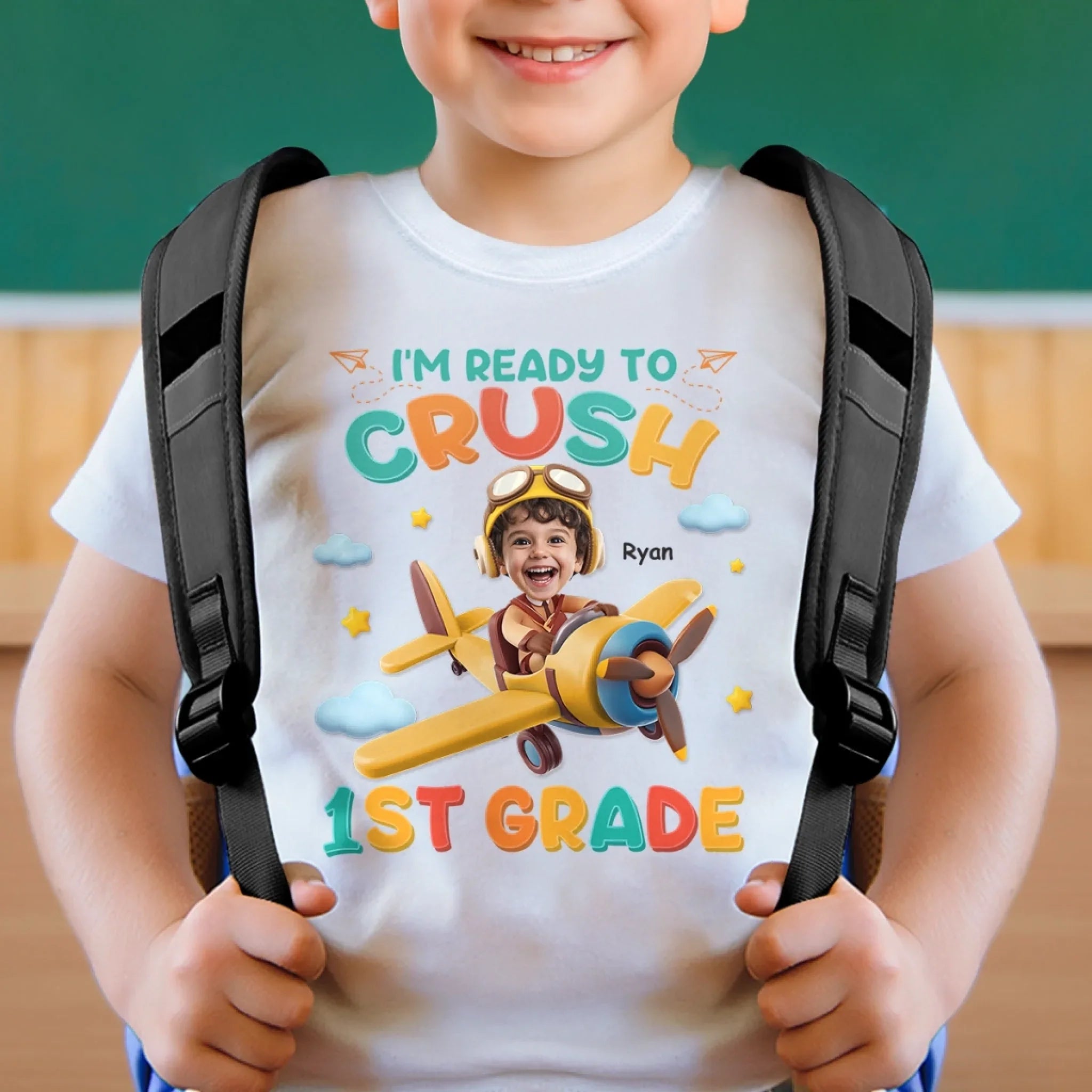 Custom Photo Kids T-shirt - Personalized Back To School Gifts For Kids - Flying Into A New Adventure