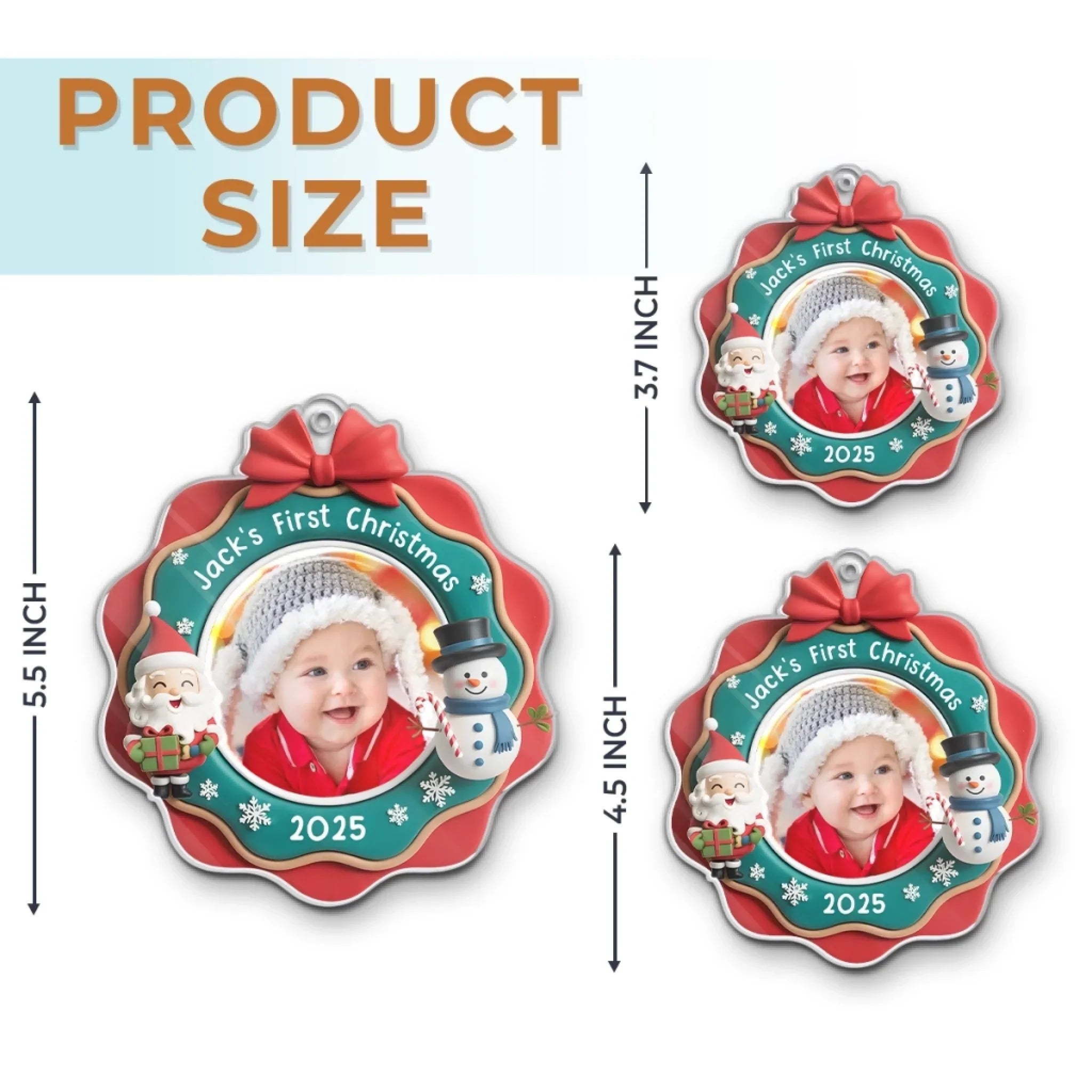 Custom Photo Acrylic Ornament - Personalized Christmas Baby Shower, Gender Reveal Gifts For New Moms, New Dads, New Parents - Jingle All The Way, Baby Style