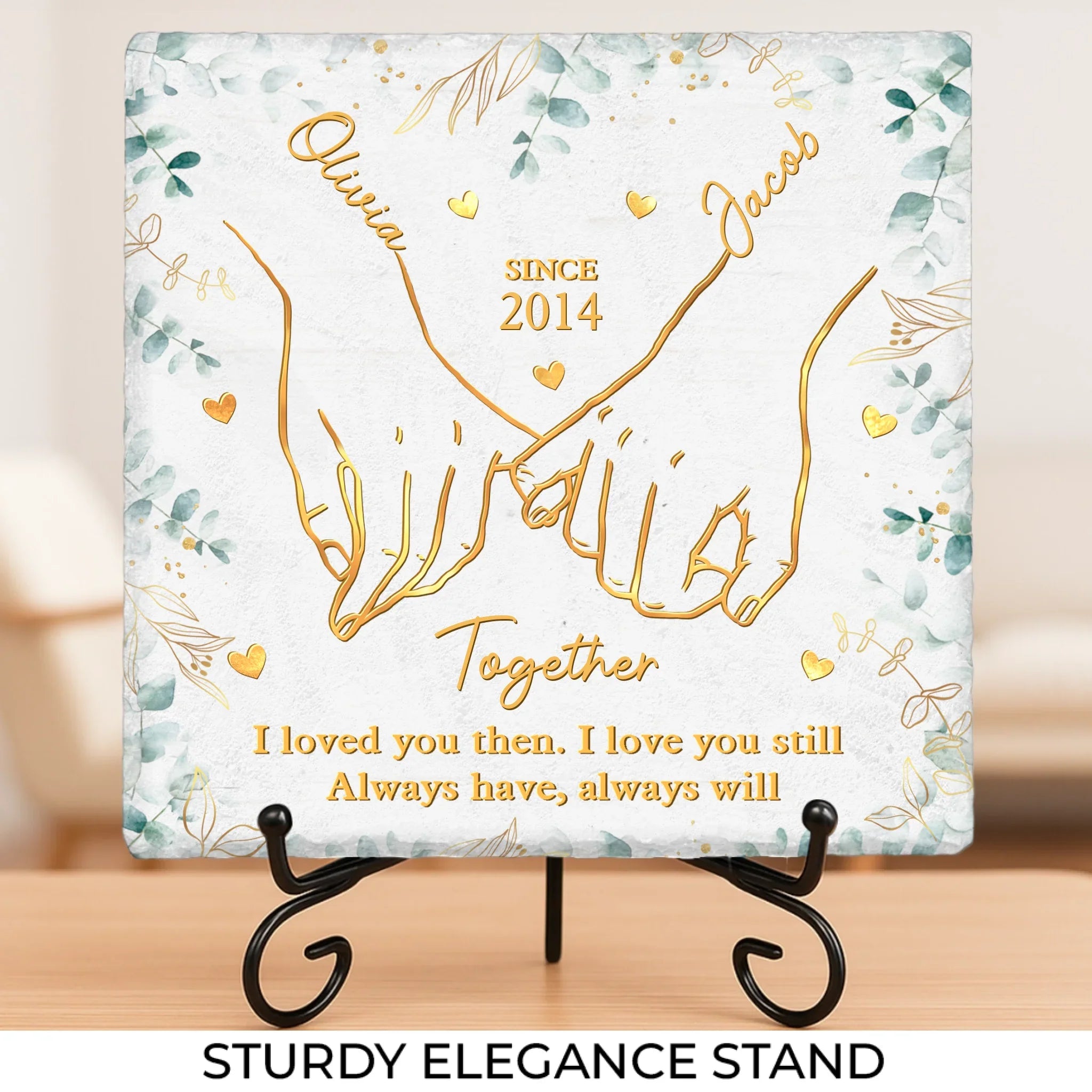 I Love You Forever And Always - Couple Personalized Custom Square Shaped Stone With Stand - Christmas Gift For Husband Wife, Anniversary, First Christmas