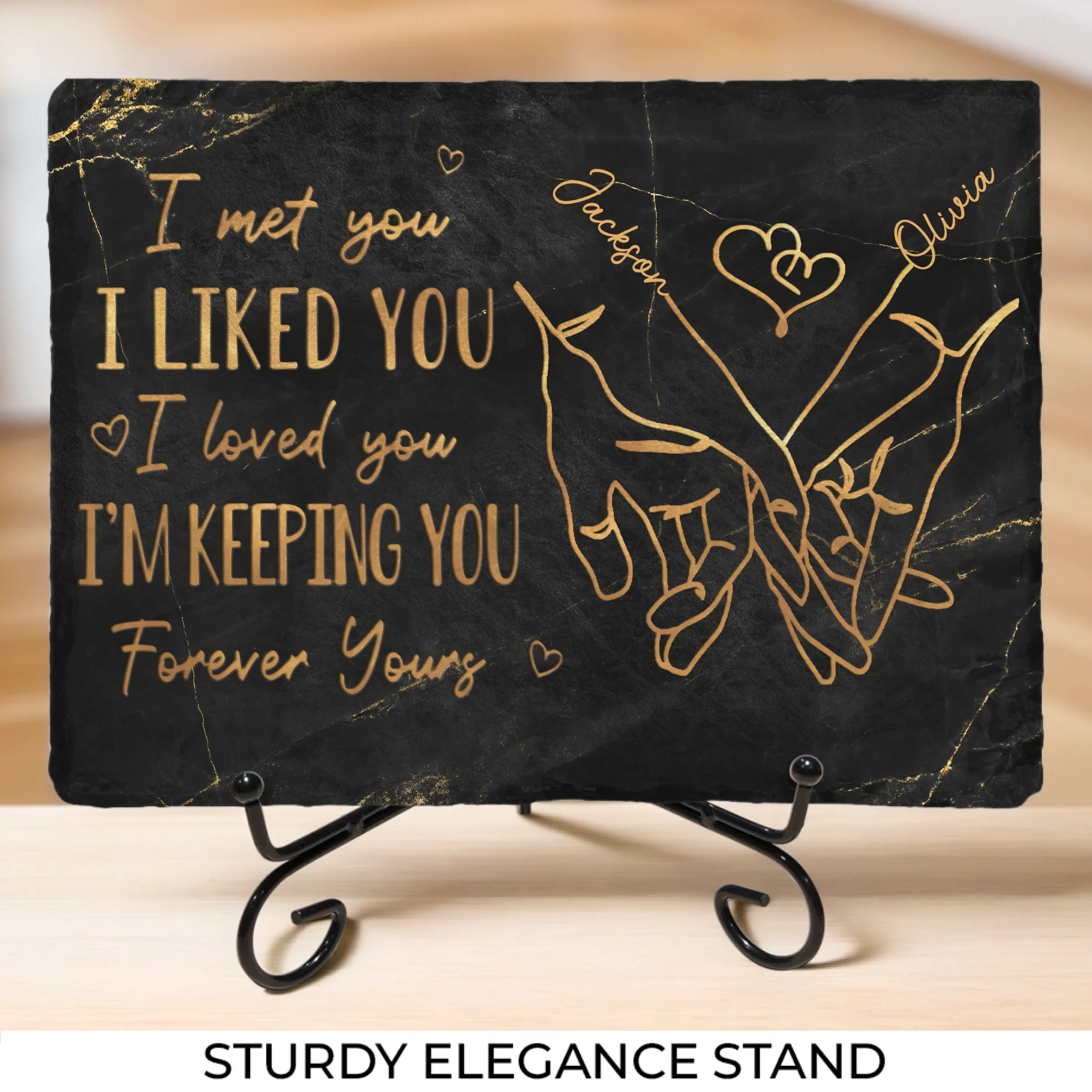 I Love You, Forever Yours - Couple Personalized Custom Rectangle Shaped Stone With Stand - Gift For Husband Wife, Anniversary