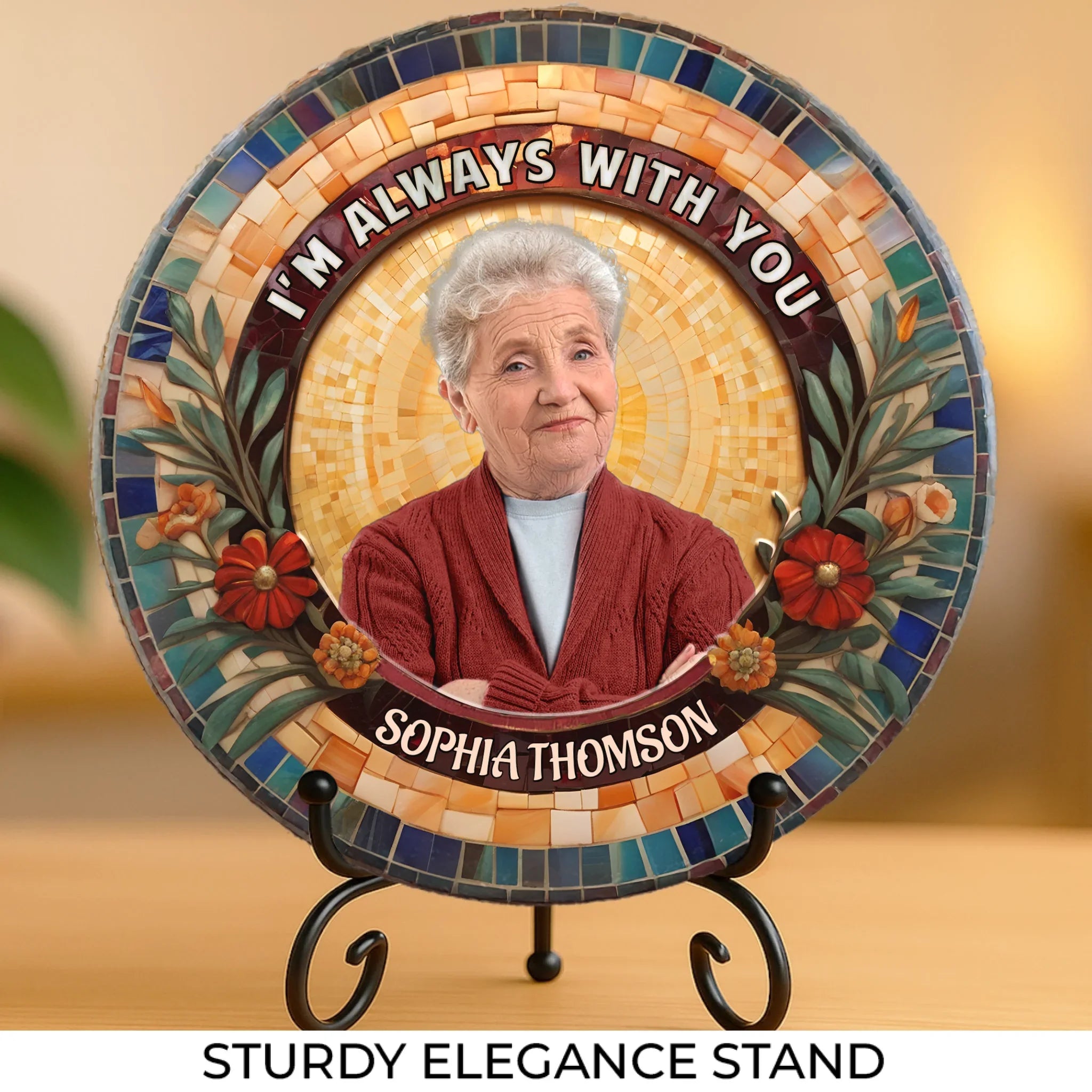 Custom Photo A Quiet Presence That Echoes Still - Memorial Personalized Custom Round Shaped Stone With Stand - Sympathy Gift For Family Members
