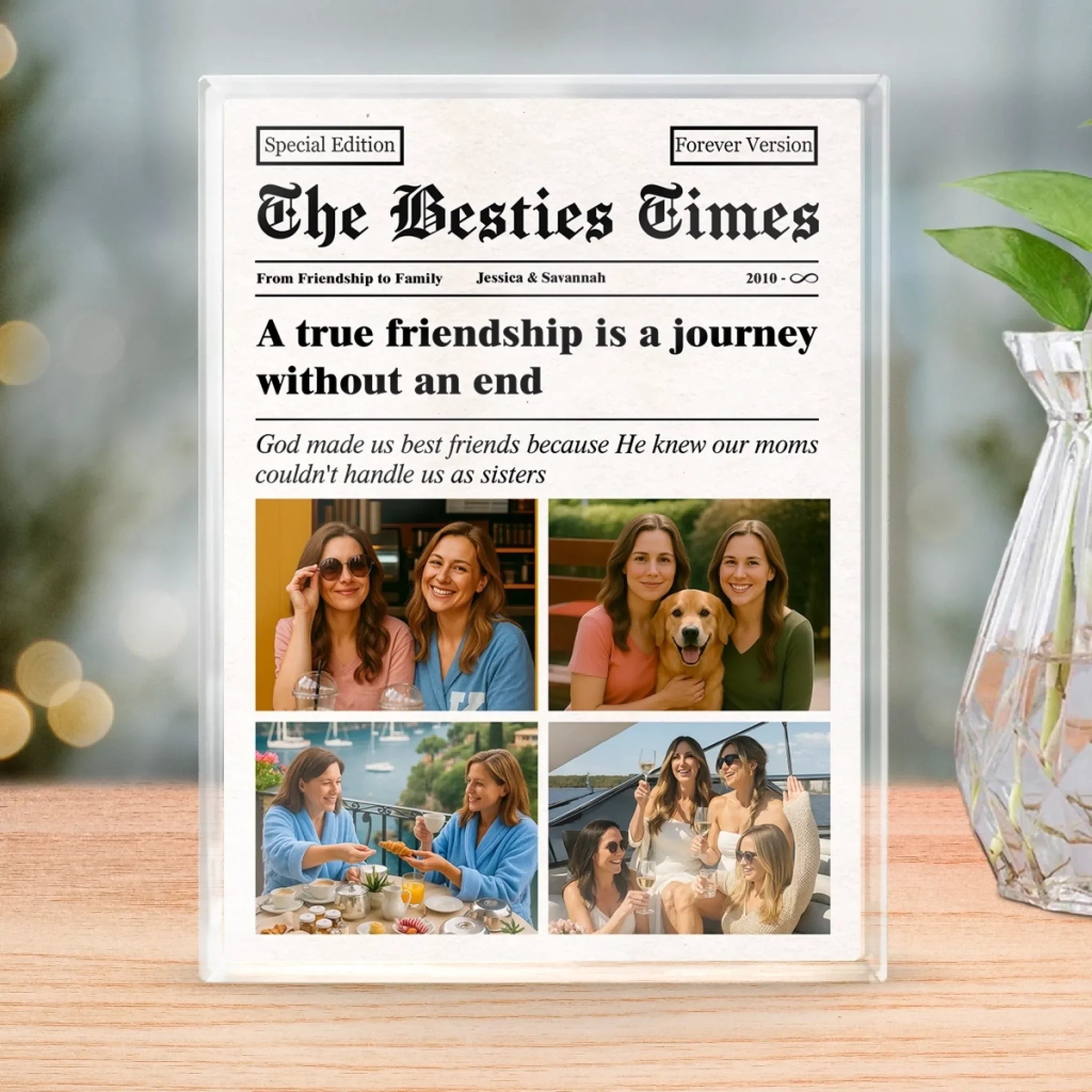 Custom Photo Rectangle Shaped Acrylic Plaque - Personalized Best Friend Birthday Gifts For Women - From Friendship To Family