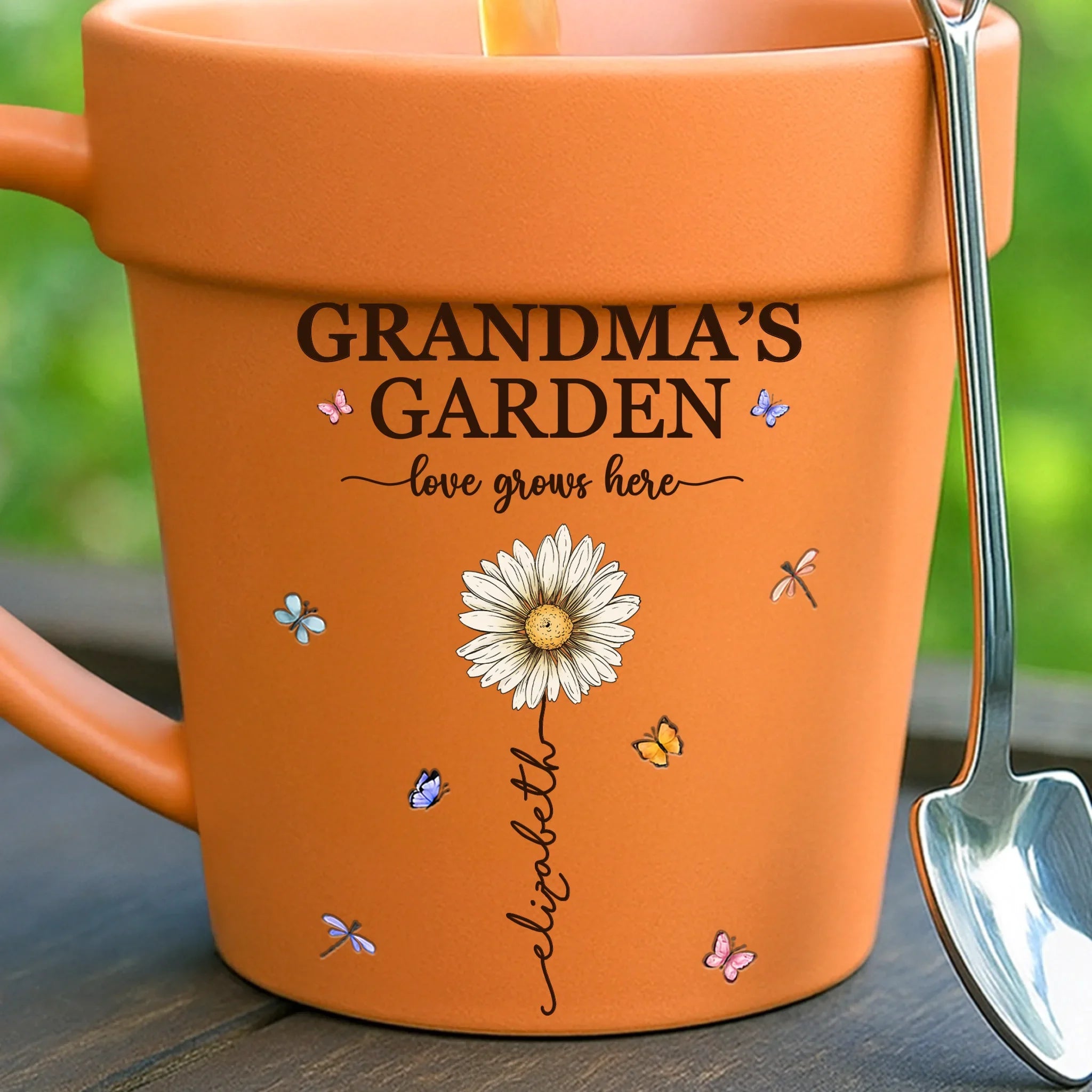 Custom Plant Pot Ceramic Mug - Personalized Birthday Gifts For Mom, Grandma - Grandma's Garden Love Grows Here - Flower Pot Mug