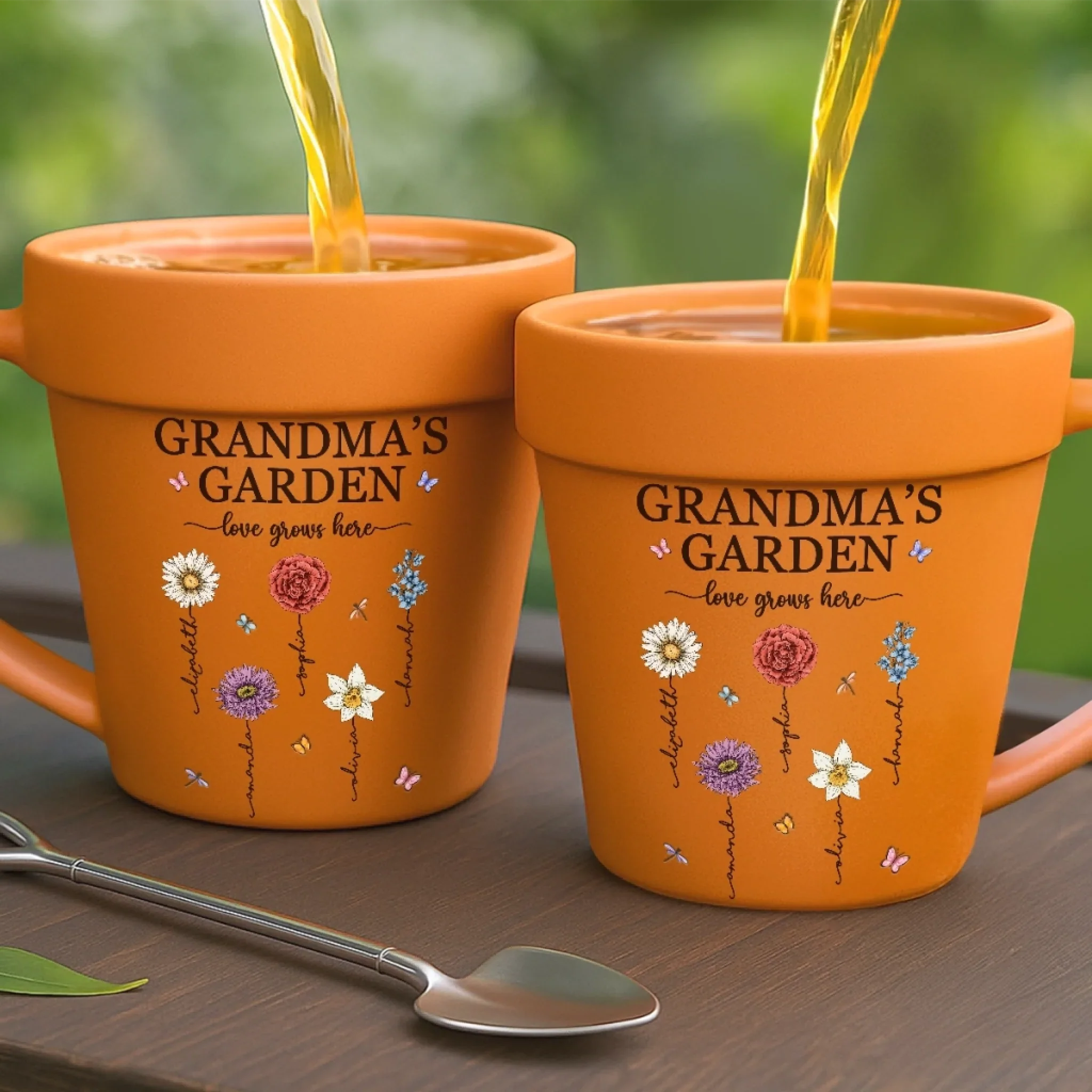 Custom Plant Pot Ceramic Mug - Personalized Birthday Gifts For Mom, Grandma - Grandma's Garden Love Grows Here - Flower Pot Mug
