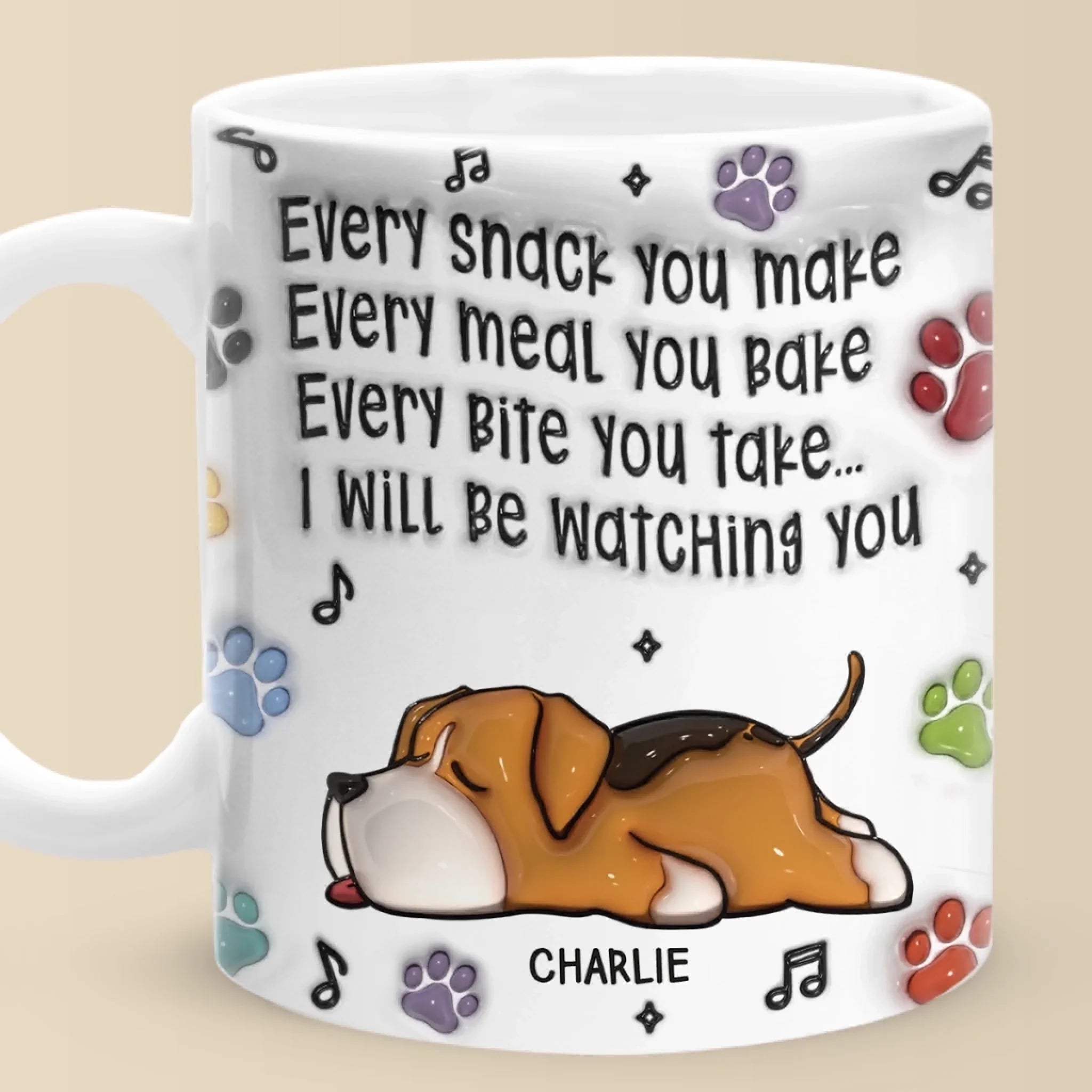 Custom 3D Inflated Effect Printed Mug - Personalized Birthday Gifts For Dog Lovers, Dog Dad And Mom - Canine Coffee Club President