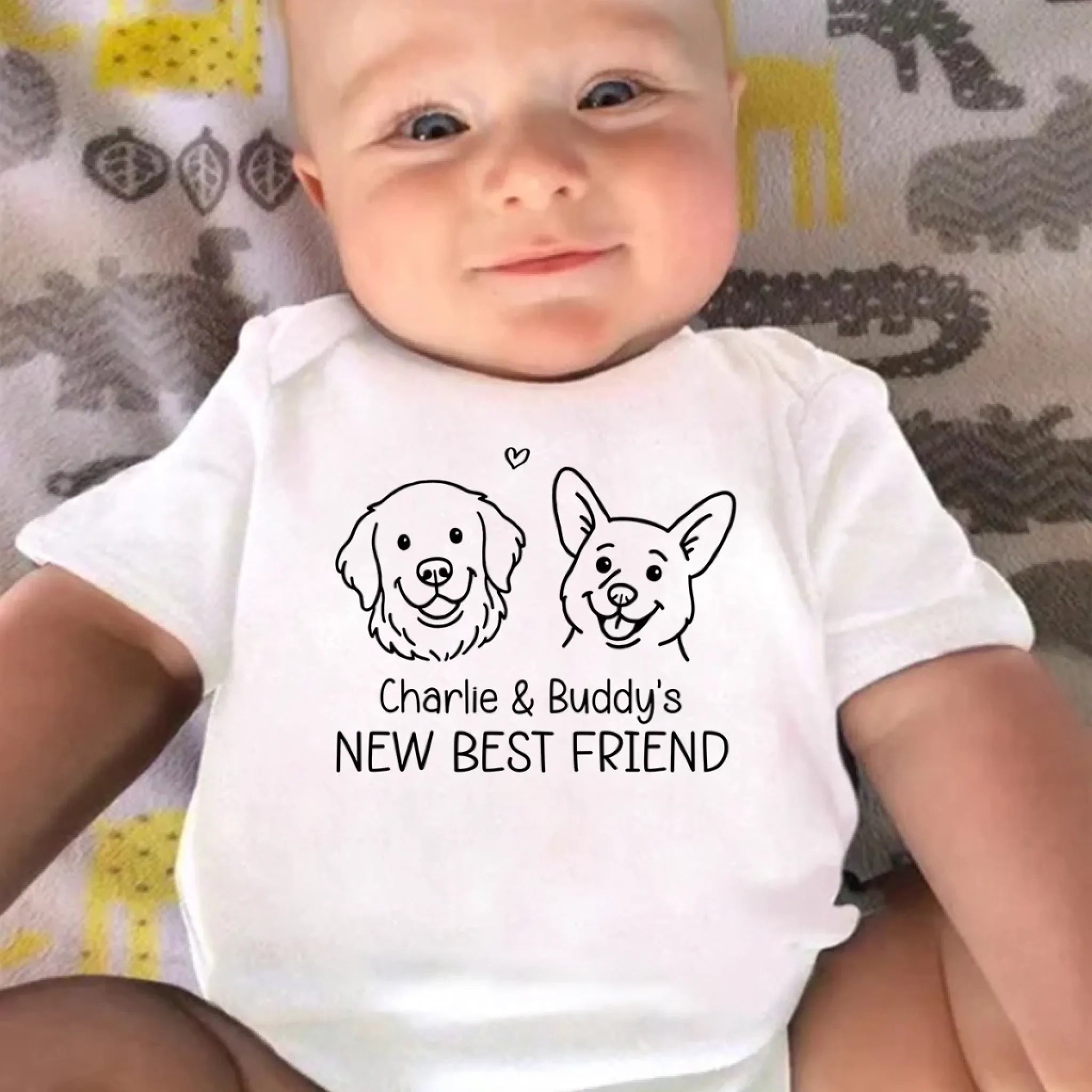 Custom Baby Onesie - Personalized Baby Shower, Gender Reveal Gifts For New Moms, New Dads, New Parents, Dog Dad And Mom - Newbie On The Dog Squad