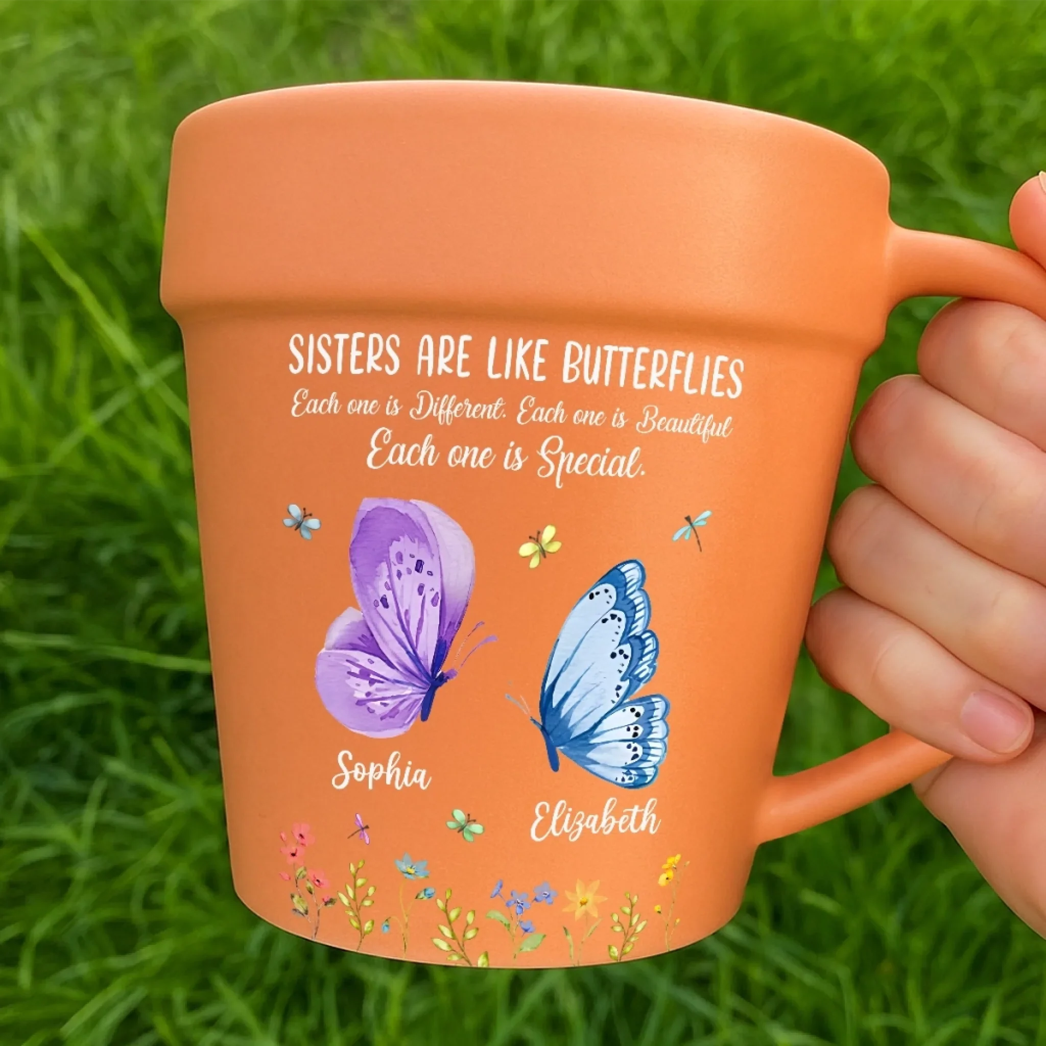 Custom Plant Pot Ceramic Mug - Personalized Garden Gifts For Gardeners, Best Friends - Different Wings, Common Love - Flower Pot Mug