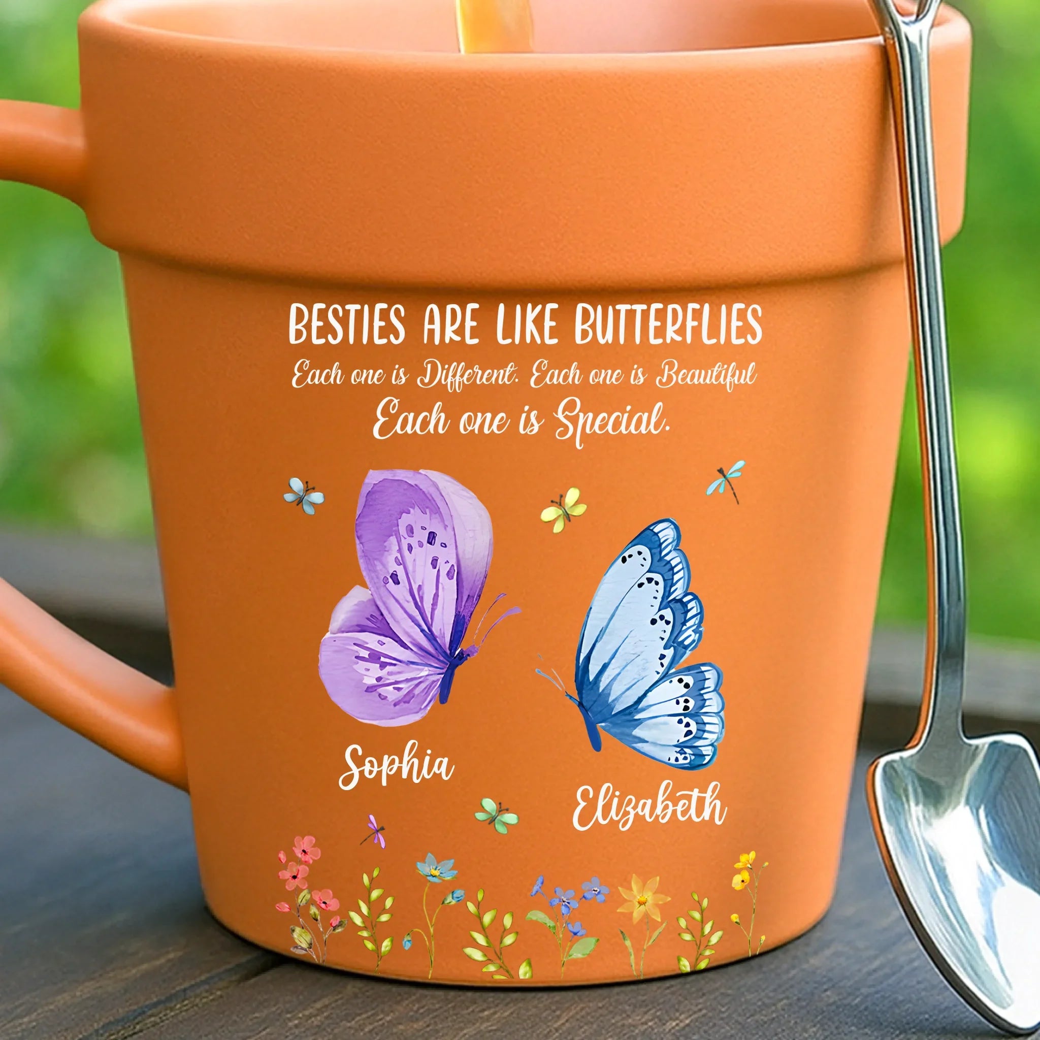Custom Plant Pot Ceramic Mug - Personalized Garden Gifts For Gardeners, Best Friends - Different Wings, Common Love - Flower Pot Mug