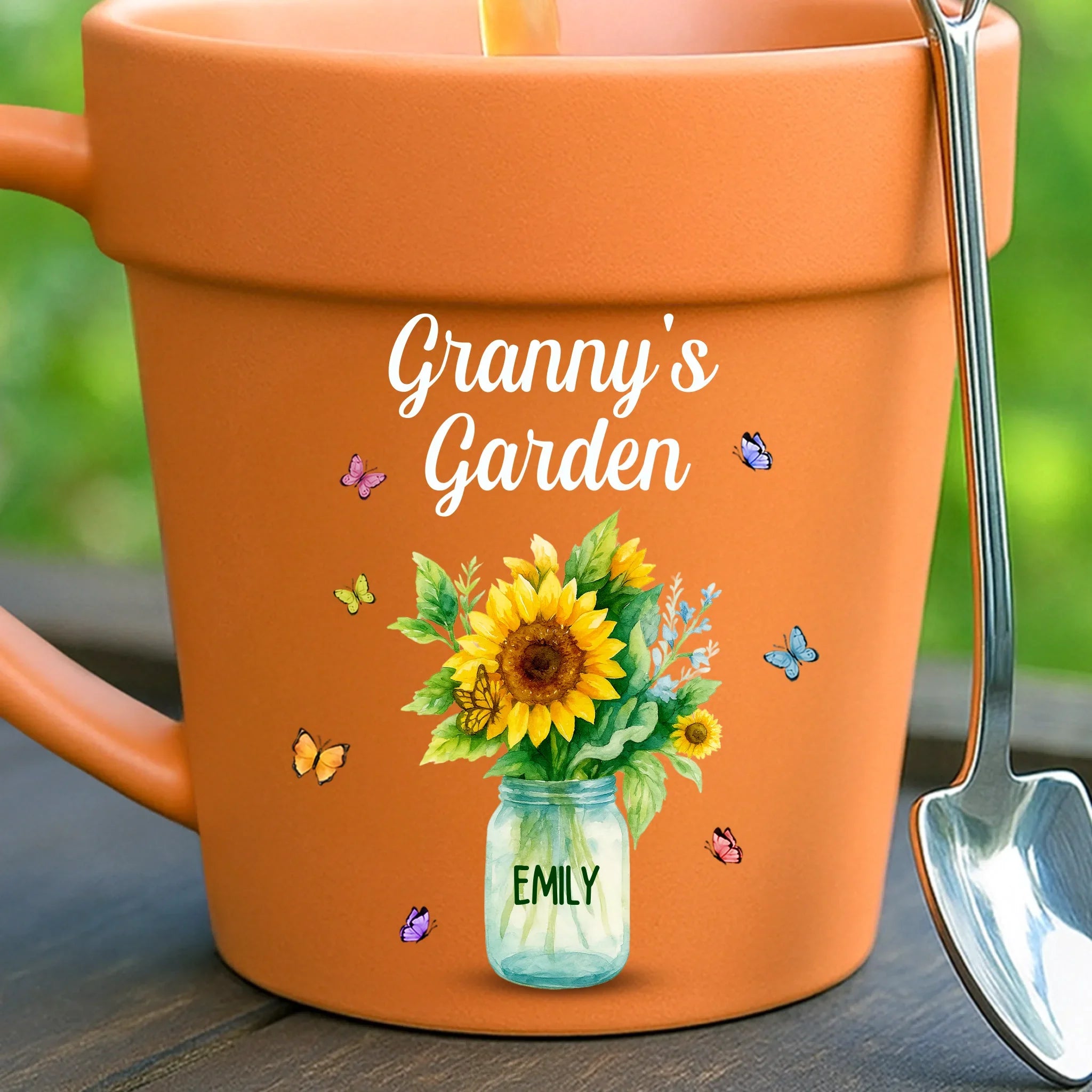Custom Plant Pot Ceramic Mug - Personalized Garden Gifts For Gardeners, Mom, Grandma - Different Wings, Common Love - Flower Pot Mug