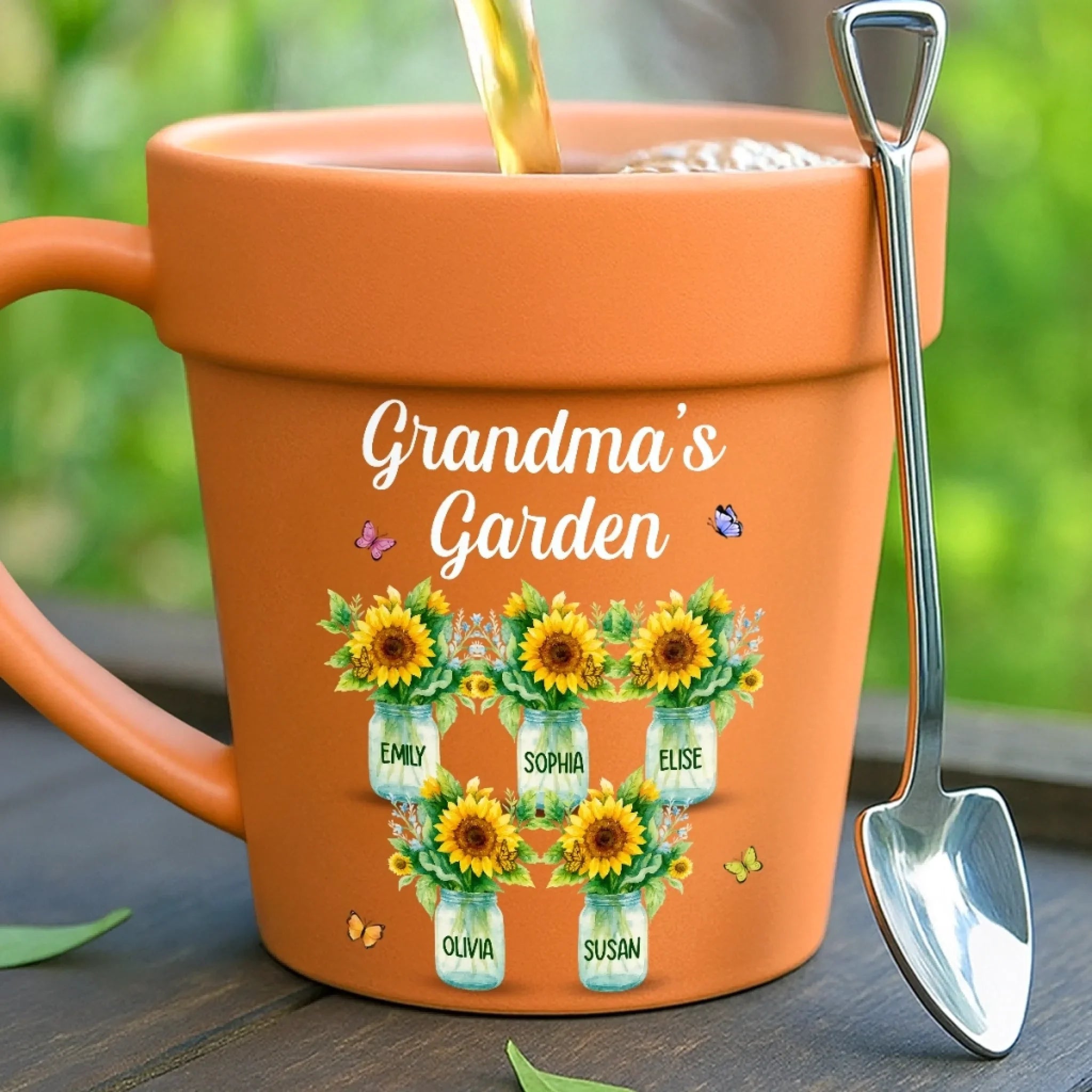 Custom Plant Pot Ceramic Mug - Personalized Garden Gifts For Gardeners, Mom, Grandma - Different Wings, Common Love - Flower Pot Mug
