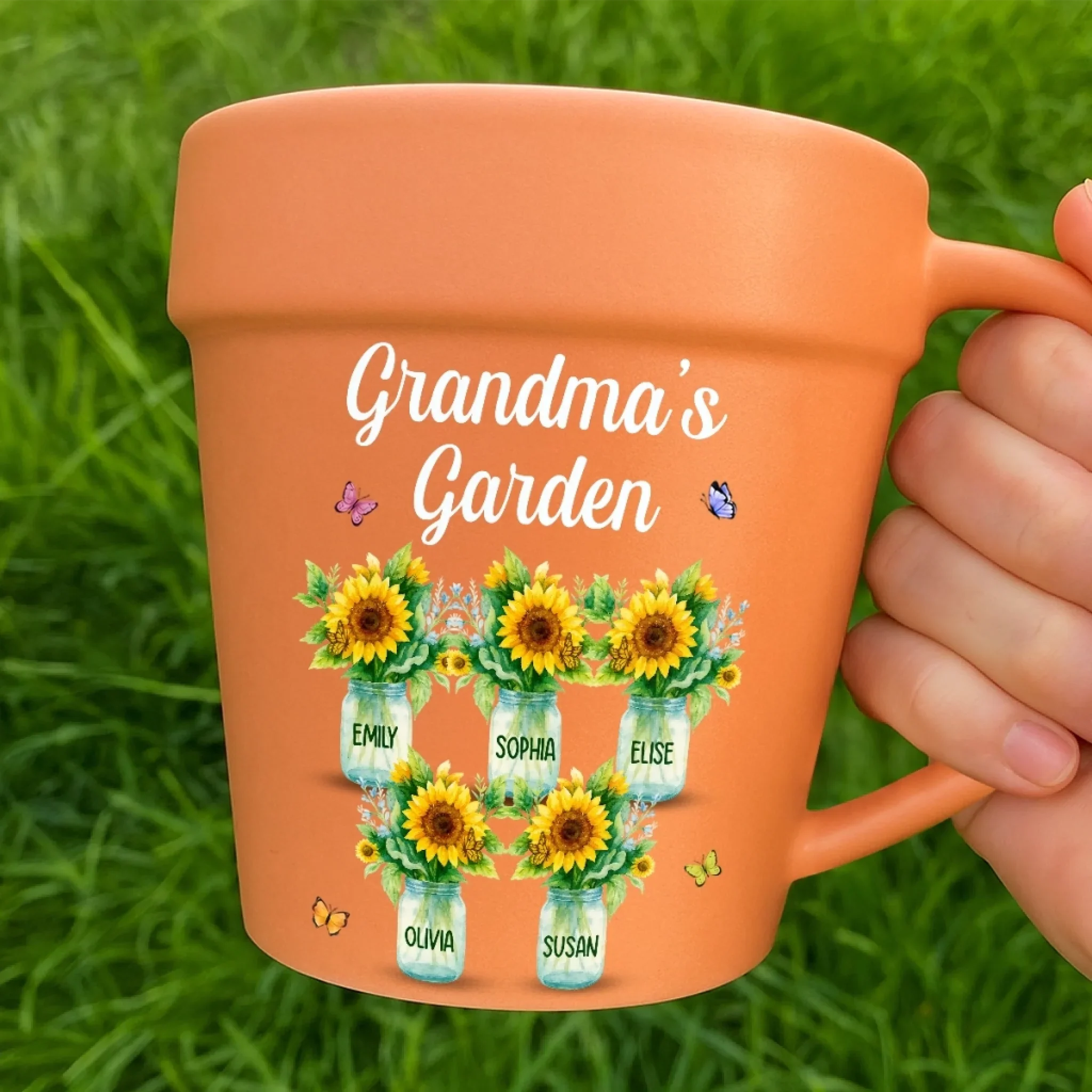 Custom Plant Pot Ceramic Mug - Personalized Garden Gifts For Gardeners, Mom, Grandma - Different Wings, Common Love - Flower Pot Mug