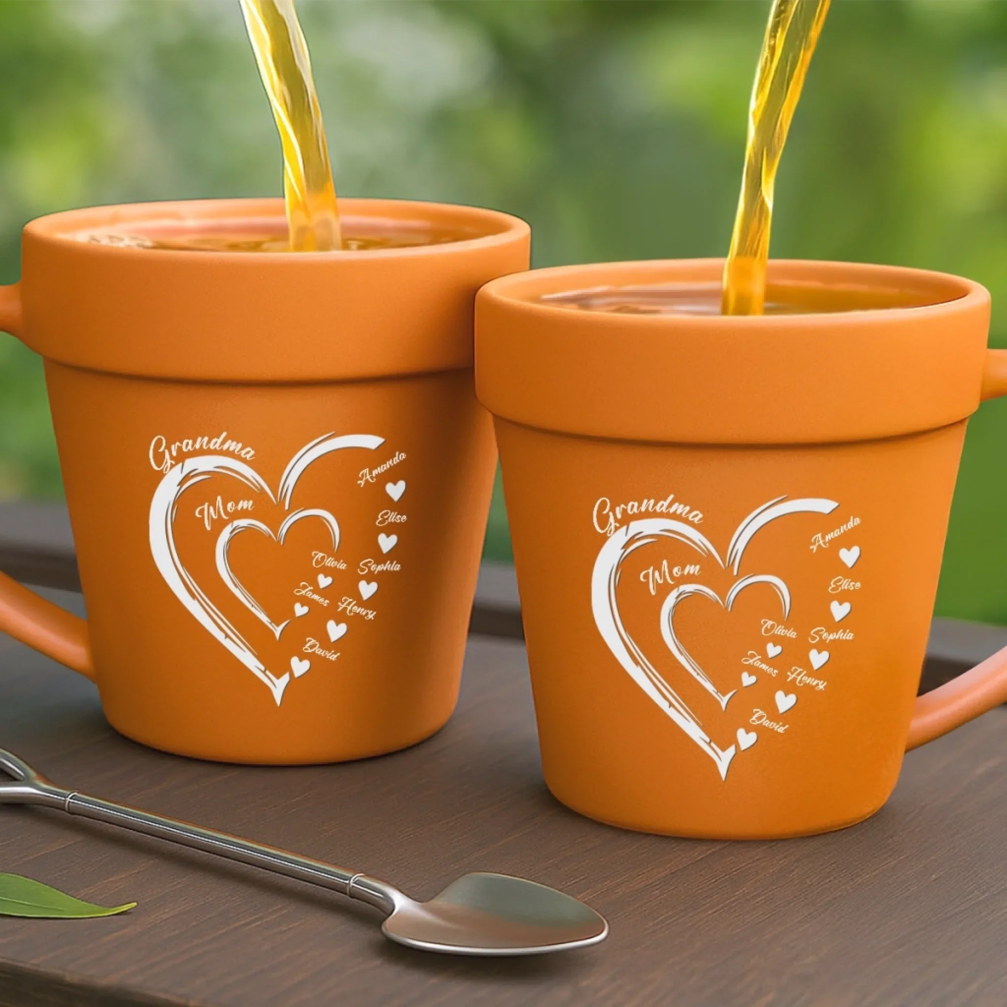 Custom Plant Pot Ceramic Mug - Personalized Garden Gifts For Gardeners, Mom, Grandma - Love Grows Through Every Generation - Flower Pot Mug