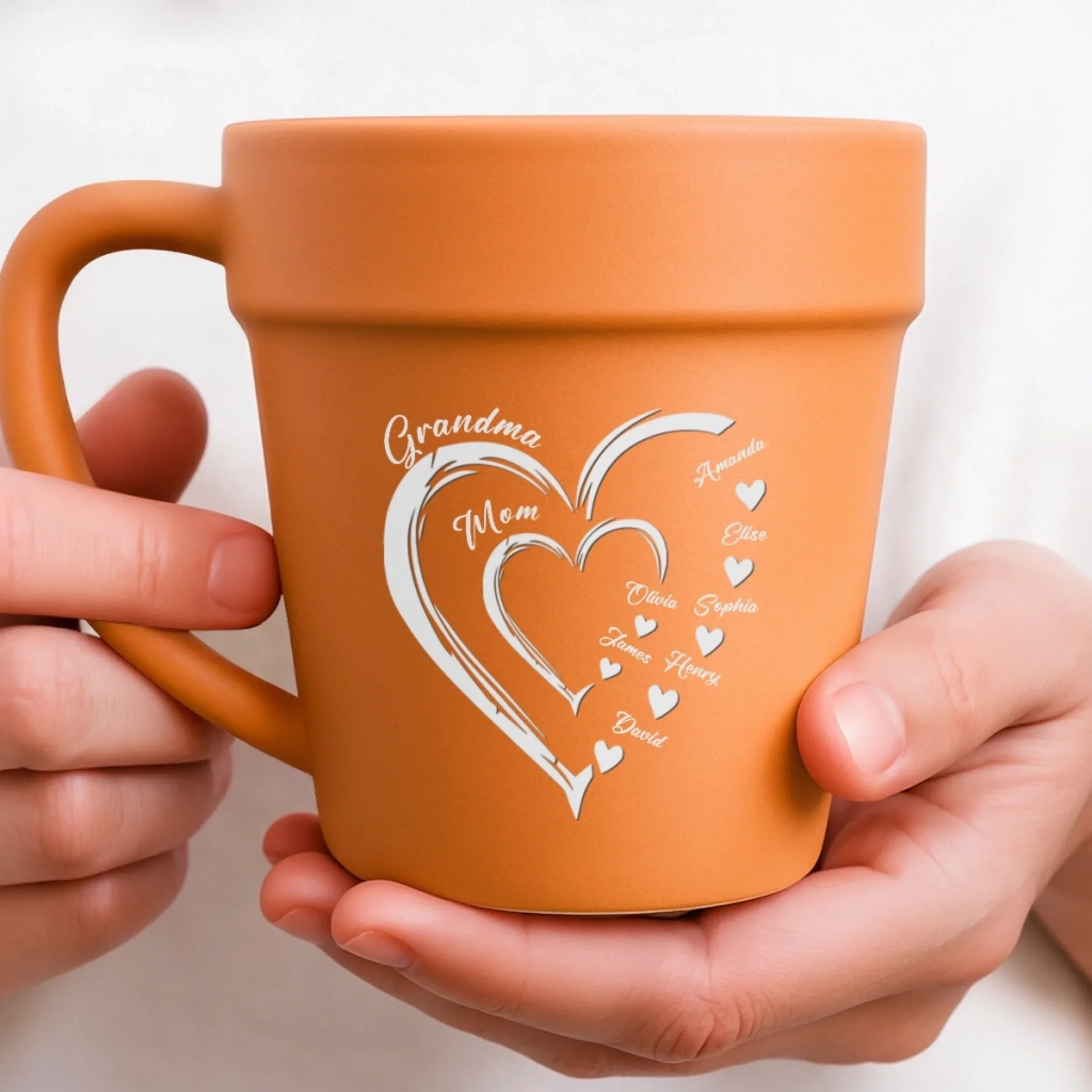 Custom Plant Pot Ceramic Mug - Personalized Garden Gifts For Gardeners, Mom, Grandma - Love Grows Through Every Generation - Flower Pot Mug