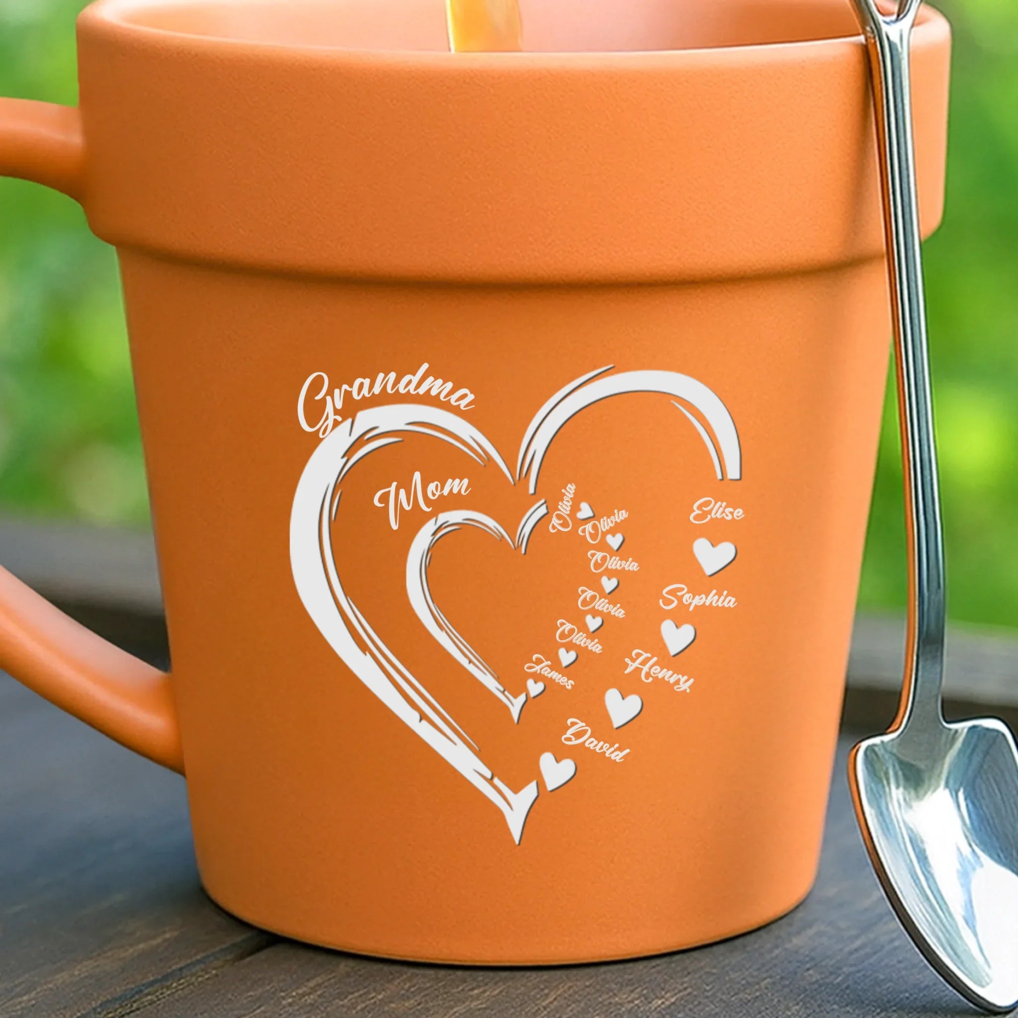 Custom Plant Pot Ceramic Mug - Personalized Garden Gifts For Gardeners, Mom, Grandma - Love Grows Through Every Generation - Flower Pot Mug