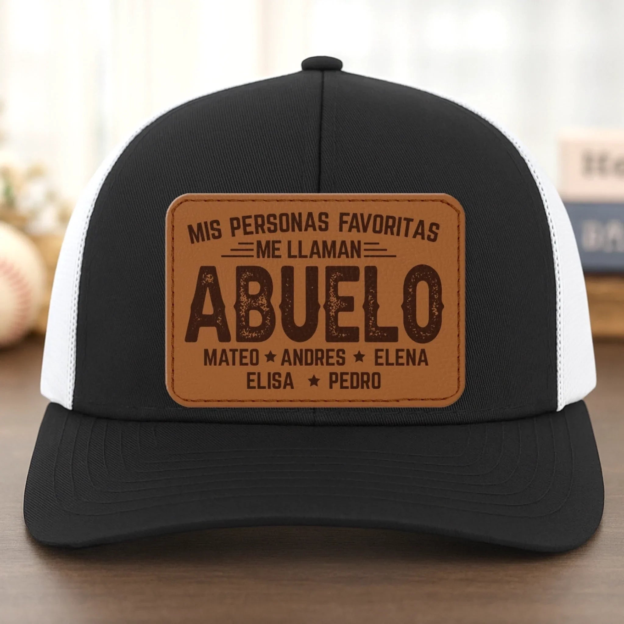 Gorra De Malla Con Parche De Cuero Personalizada - Regalos De Cumpleaos Personalizados Para Pap, Abuelo - Pap Y Orgulloso Cada Da
