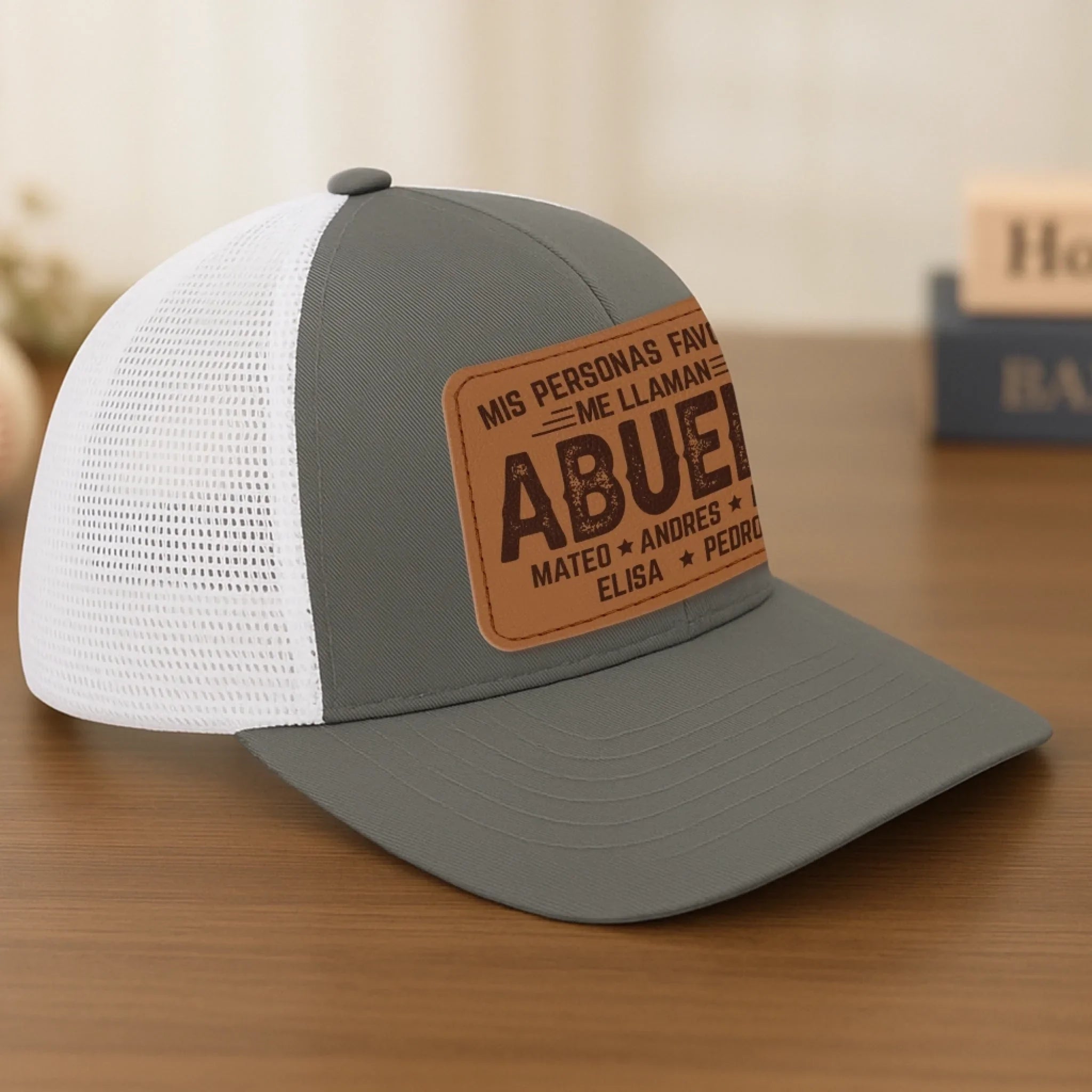 Gorra De Malla Con Parche De Cuero Personalizada - Regalos De Cumpleaos Personalizados Para Pap, Abuelo - Pap Y Orgulloso Cada Da