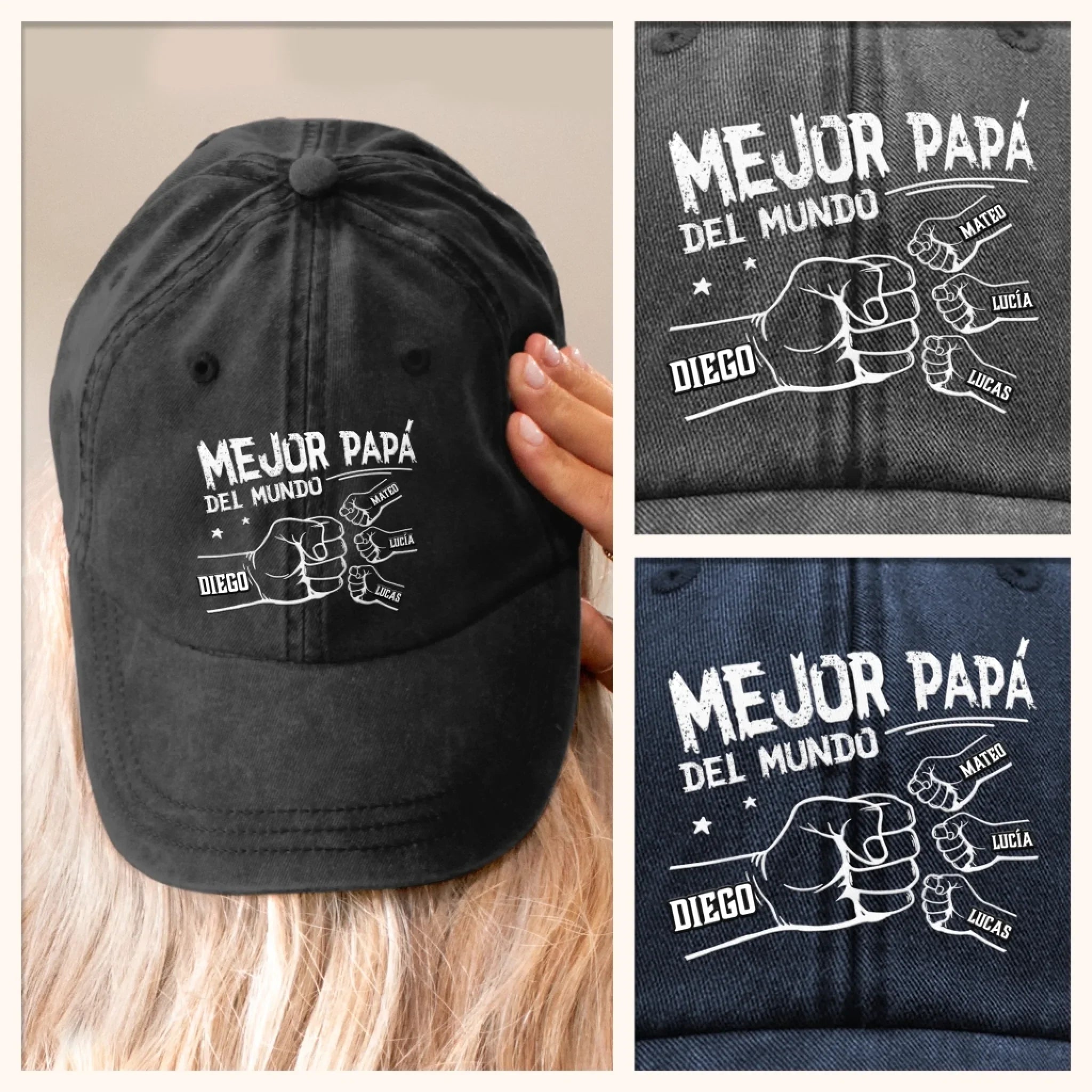 Gorra de Bisbol Personalizada de Mezclilla Vintage Lavada – Regalos de Cumpleaos Personalizados para Pap, Abuelo – Amado Por Ellos, Llamado Pap