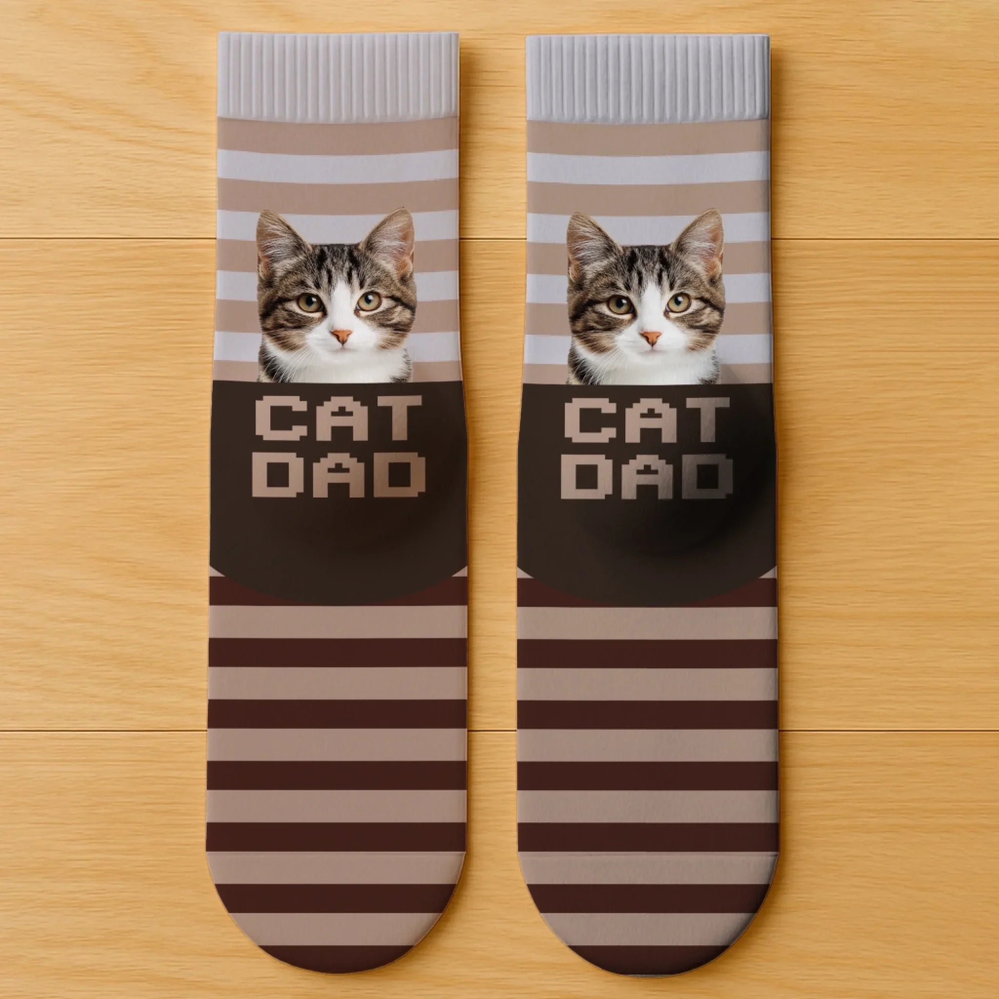 Custom Photo Crew Socks - Personalized Birthday Gifts For Dog Cat Lovers, Dog Dad And Mom, Cat Owners - World’s Okayest Cat Dad