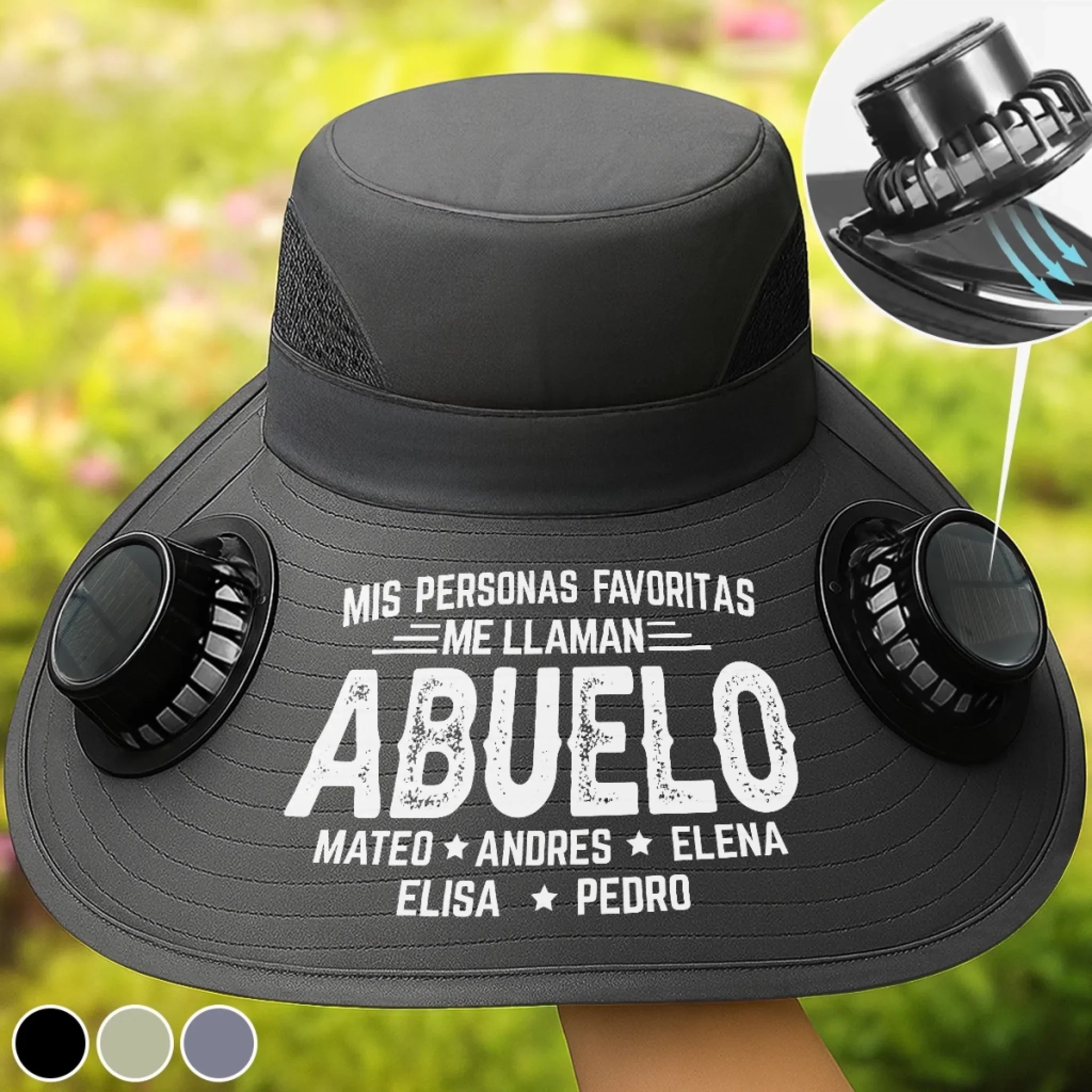 Sombrero Personalizado Con Ventiladores De Energa Solar - Regalos De Cumpleaos Personalizados Para Pap, Abuelo - Nada Supera Ser Llamado Abuelo