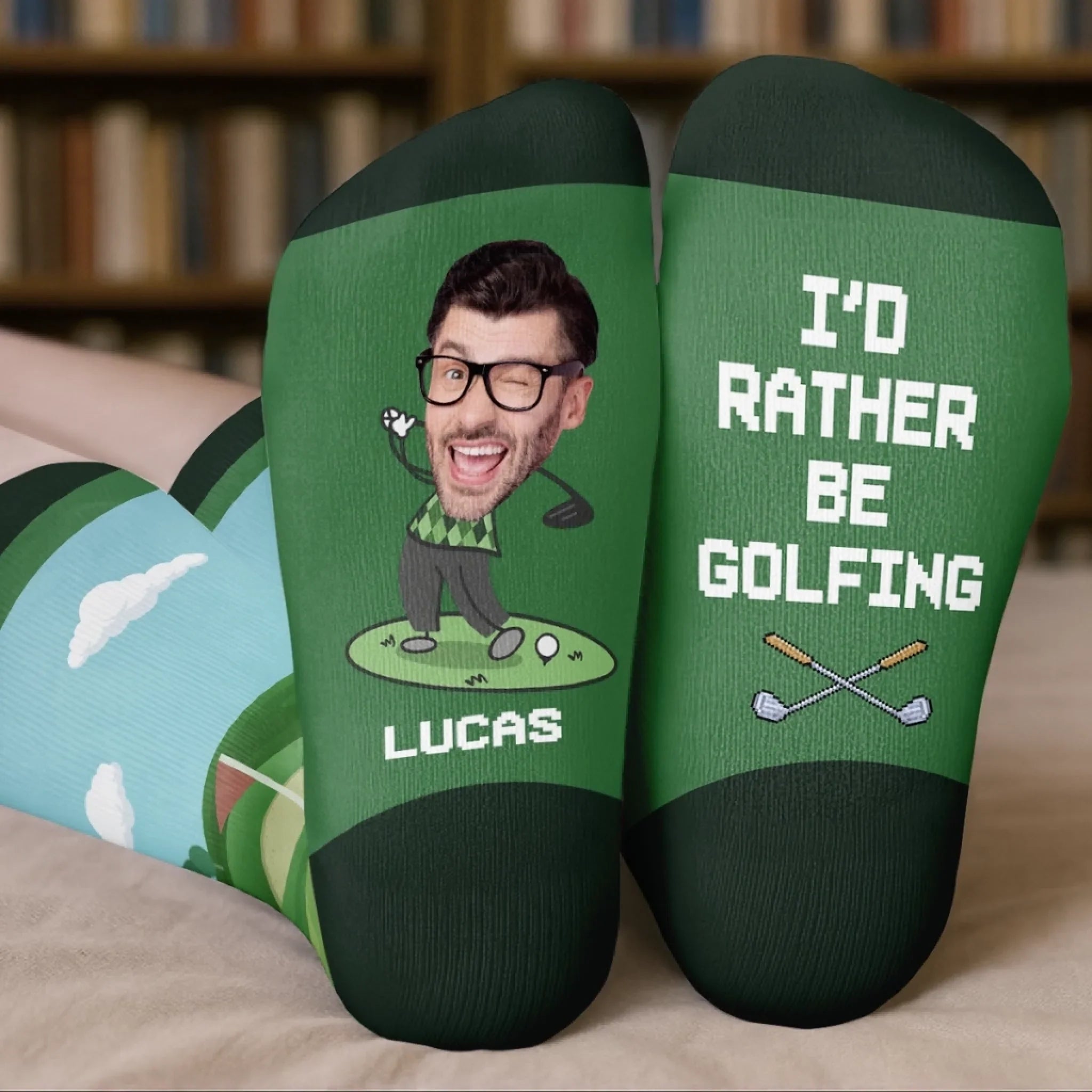 Custom Photo Crew Socks - Personalized Golf Gifts For Men, Women - Walks Like A Pro, Swings Like A Legend