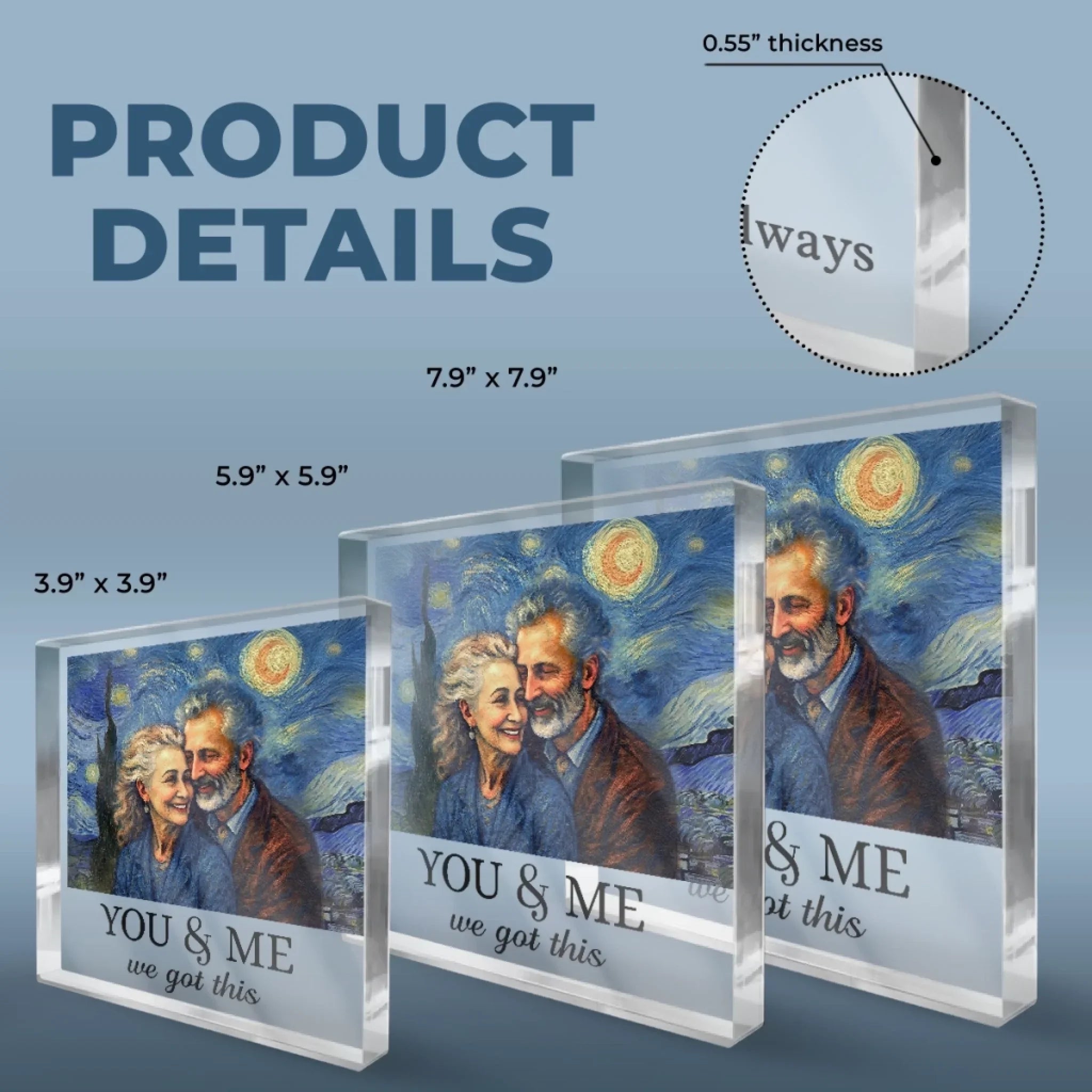 Custom Photo Square Shaped Acrylic Plaque - Personalized Anniversary Wedding Gifts For Husband And Wife, Him And Her - You & Me, Written In The Stars