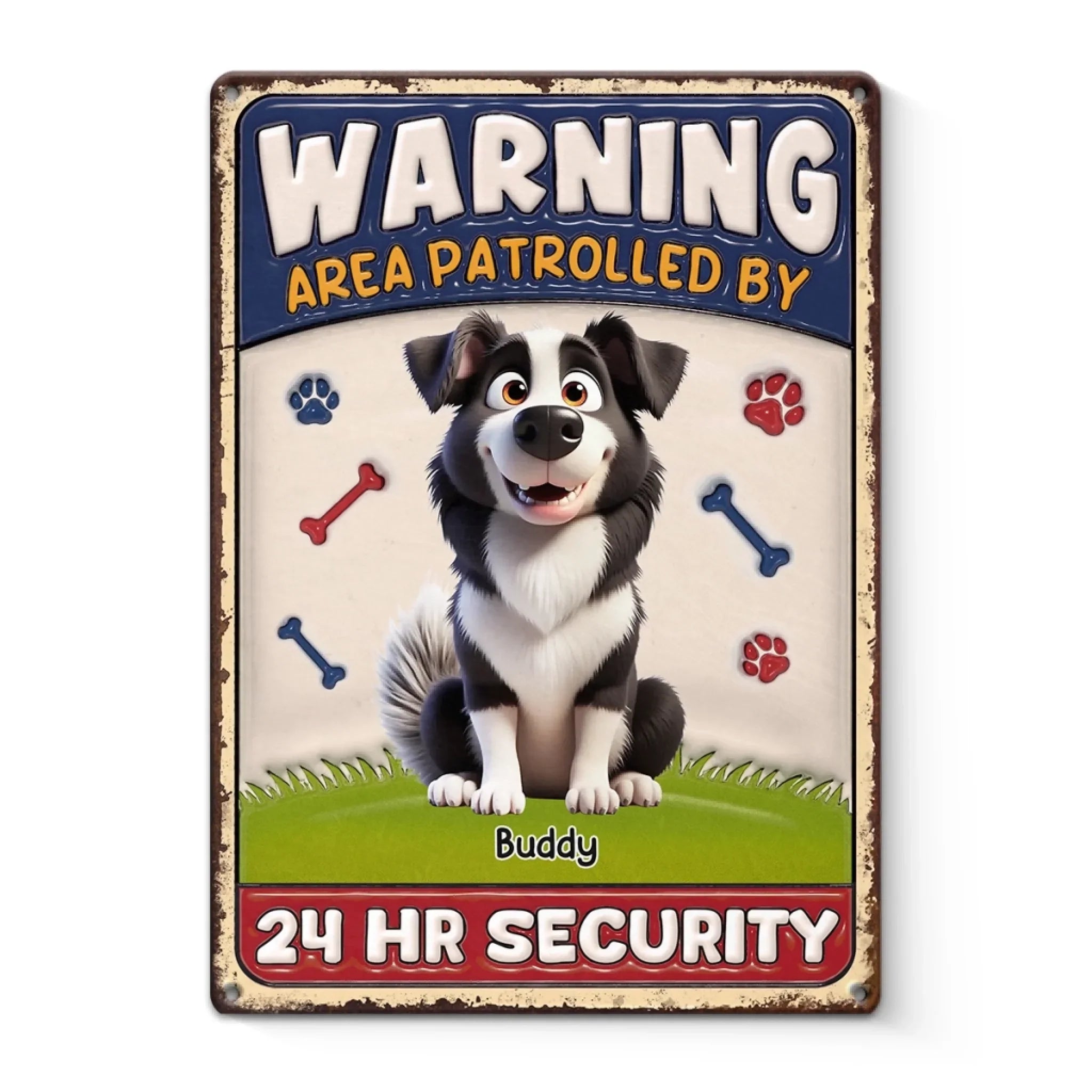Custom 3D Inflated Effect Printed Home Decor Metal Sign - Personalized Birthday Gifts For Dog Lovers, Dog Dad And Mom - Woofing Is Our Warning System