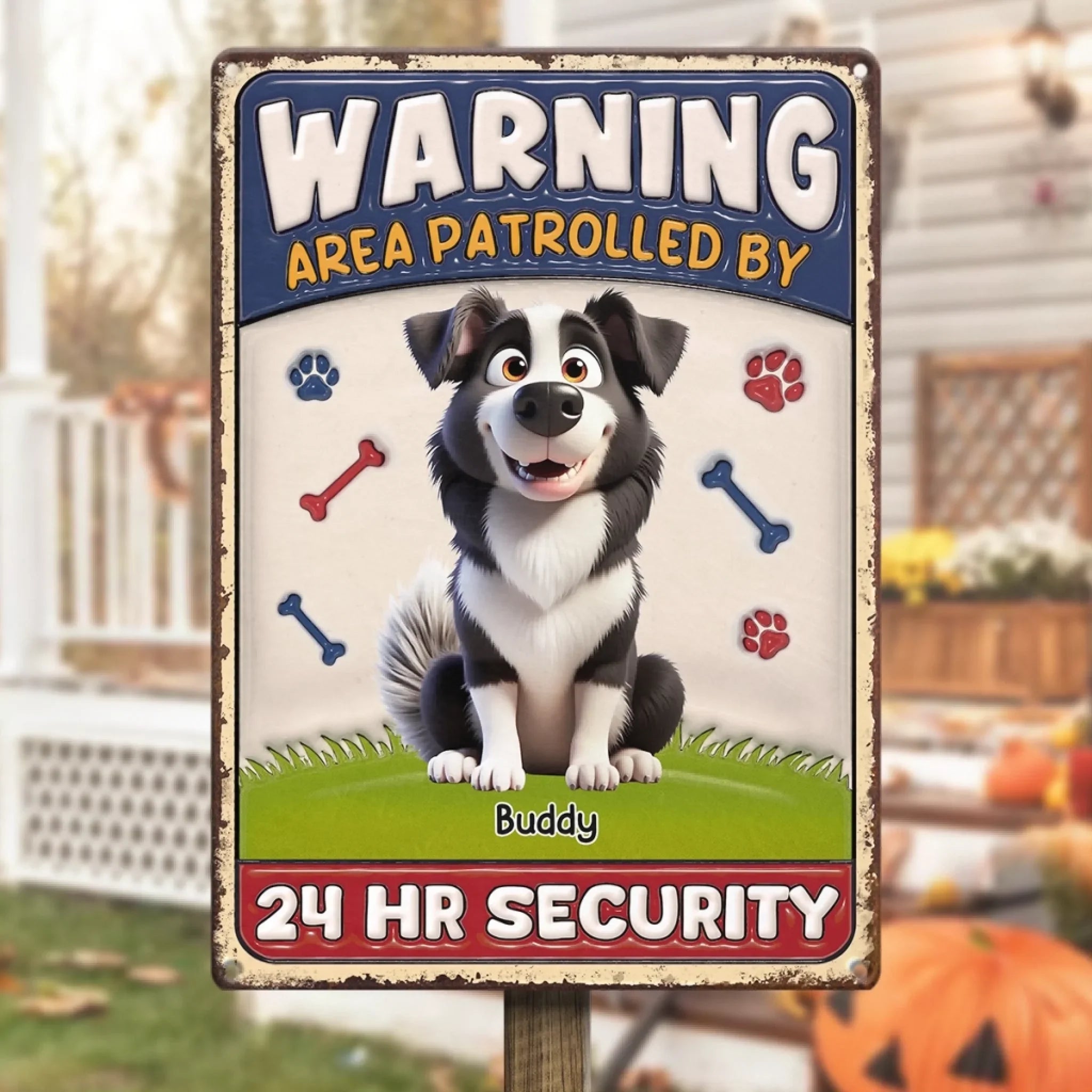 Custom 3D Inflated Effect Printed Home Decor Metal Sign - Personalized Birthday Gifts For Dog Lovers, Dog Dad And Mom - Woofing Is Our Warning System