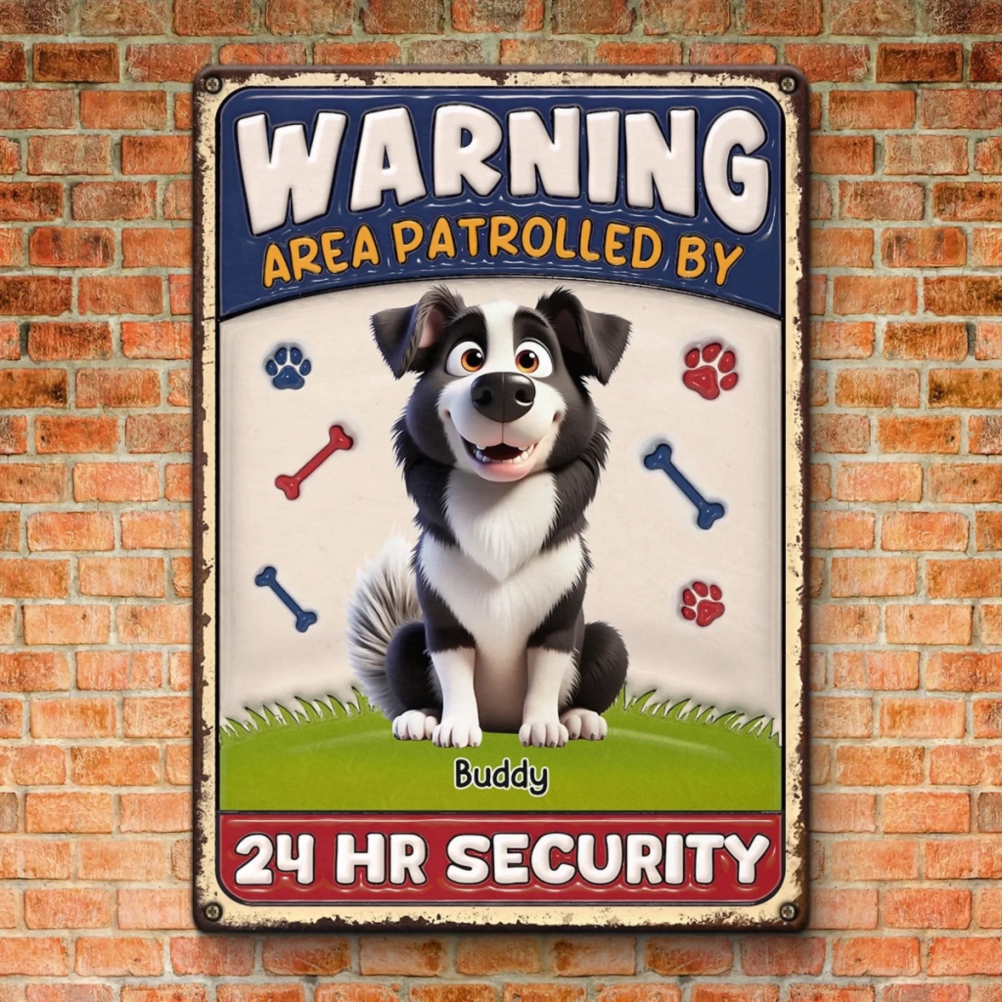 Custom 3D Inflated Effect Printed Home Decor Metal Sign - Personalized Birthday Gifts For Dog Lovers, Dog Dad And Mom - Woofing Is Our Warning System