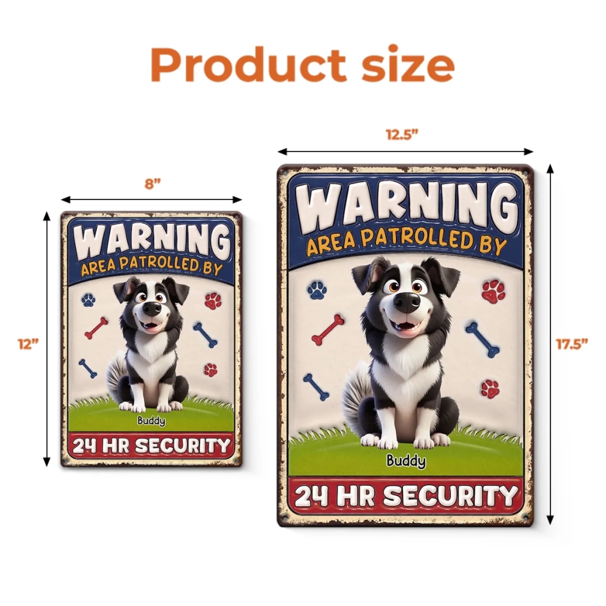 Custom 3D Inflated Effect Printed Home Decor Metal Sign - Personalized Birthday Gifts For Dog Lovers, Dog Dad And Mom - Woofing Is Our Warning System