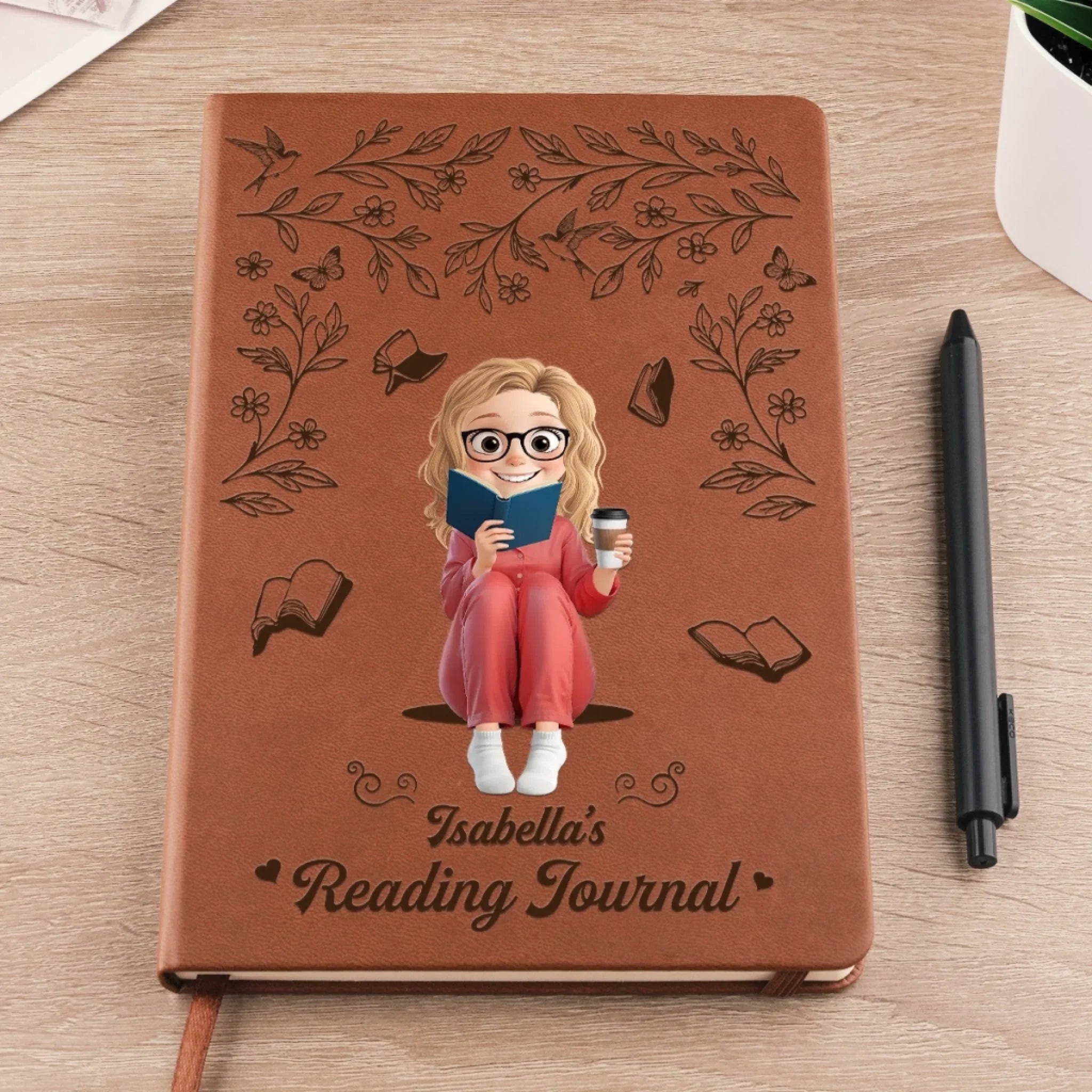 Custom Leather Journal - Personalized Bookish Gifts For Book Lovers, Bookworms, Readers - Collecting Bookish Moments